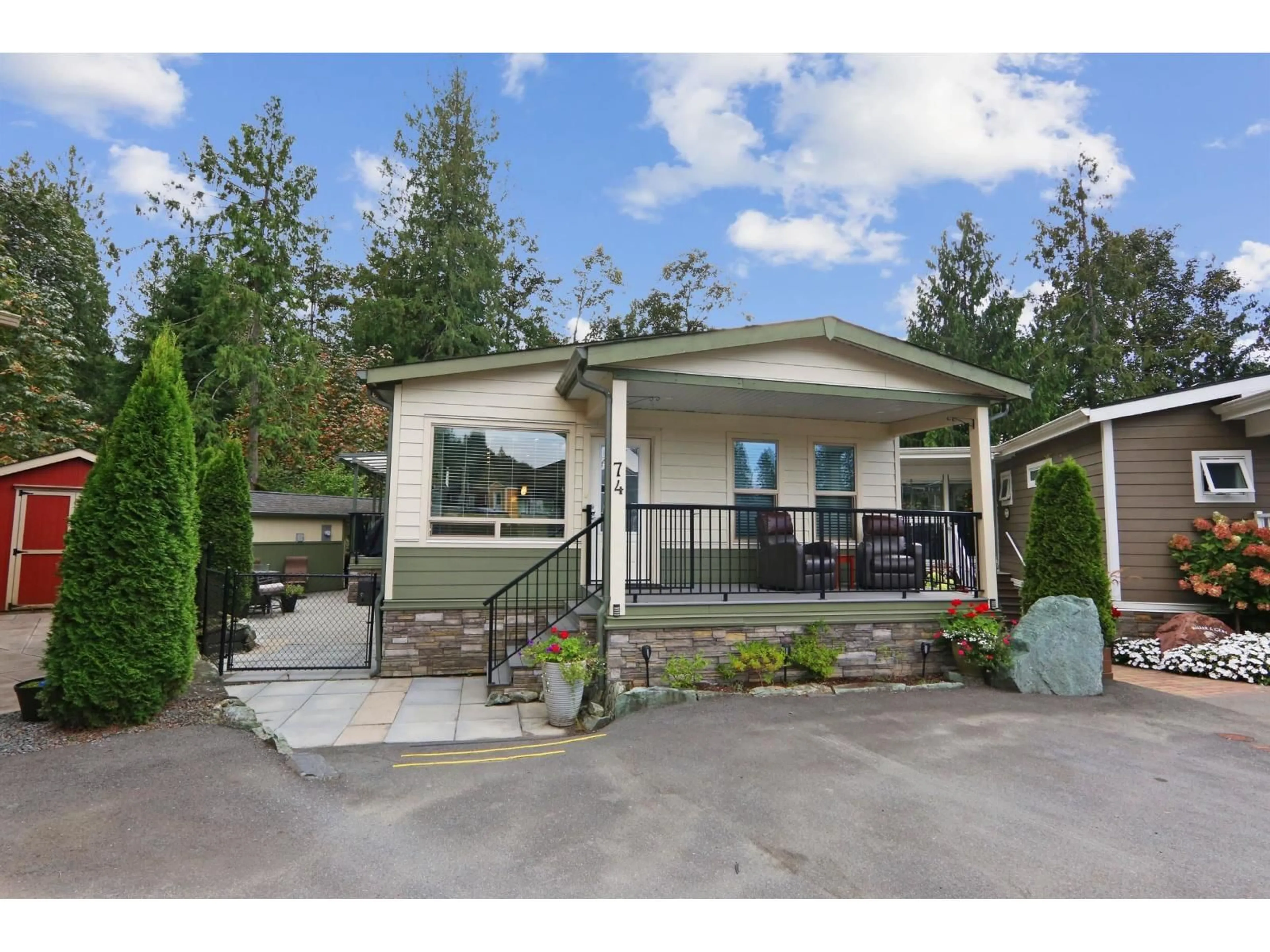 Home with vinyl exterior material, street for 74 - 53480 BRIDAL FALLS ROAD, Chilliwack British Columbia V0X1X1