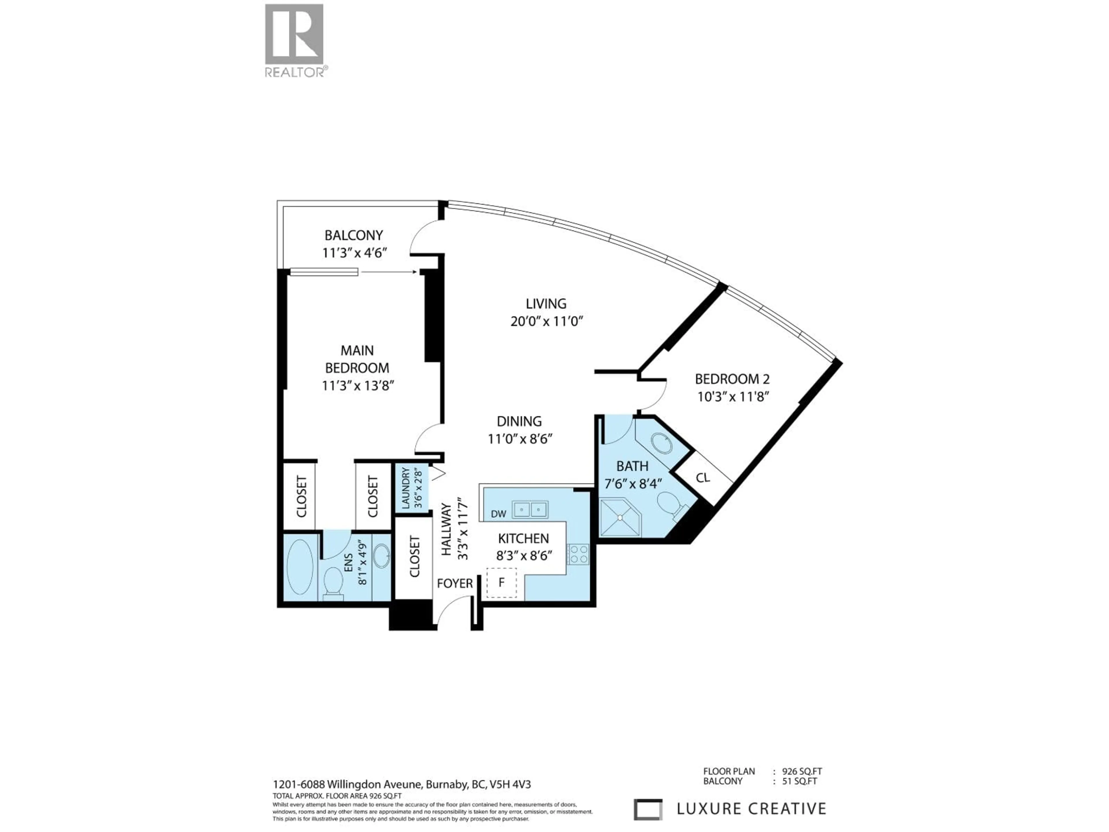 Floor plan for 1201 - 6088 WILLINGDON AVENUE, Burnaby British Columbia V5H4V2