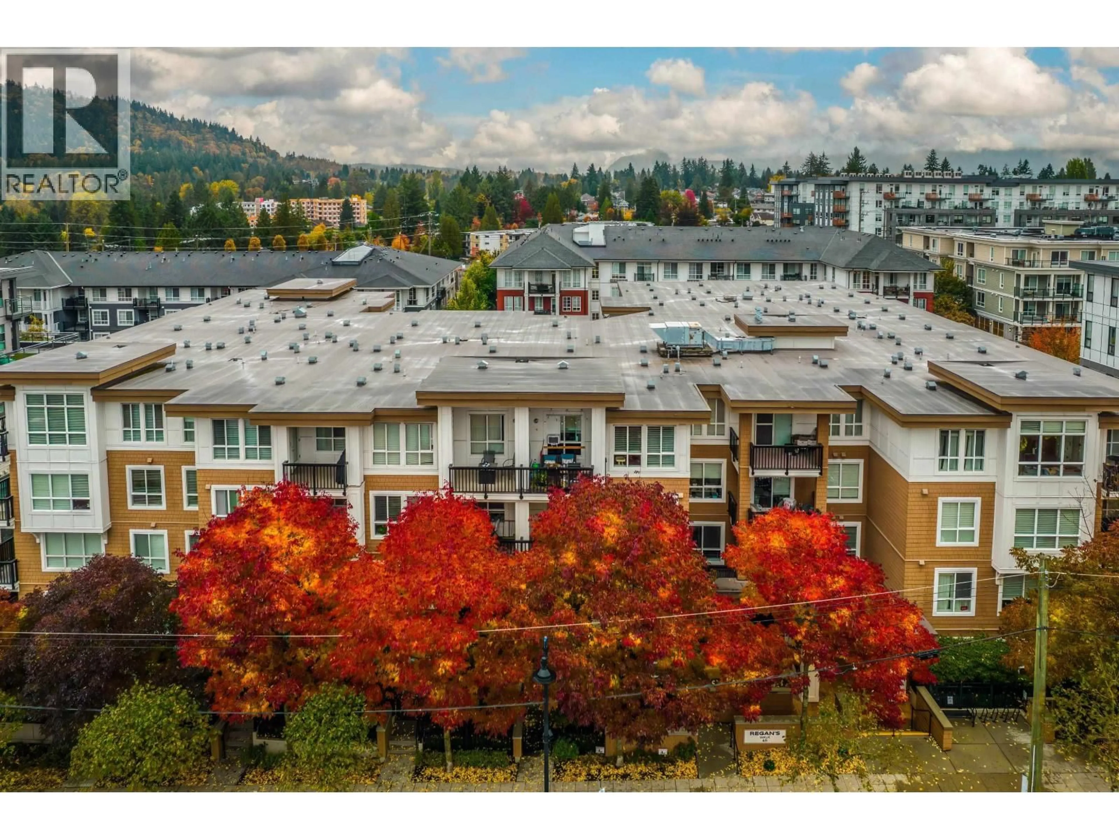 A pic from outside/outdoor area/front of a property/back of a property/a pic from drone, mountain view for 403 - 611 REGAN AVENUE, Coquitlam British Columbia V3J0E5