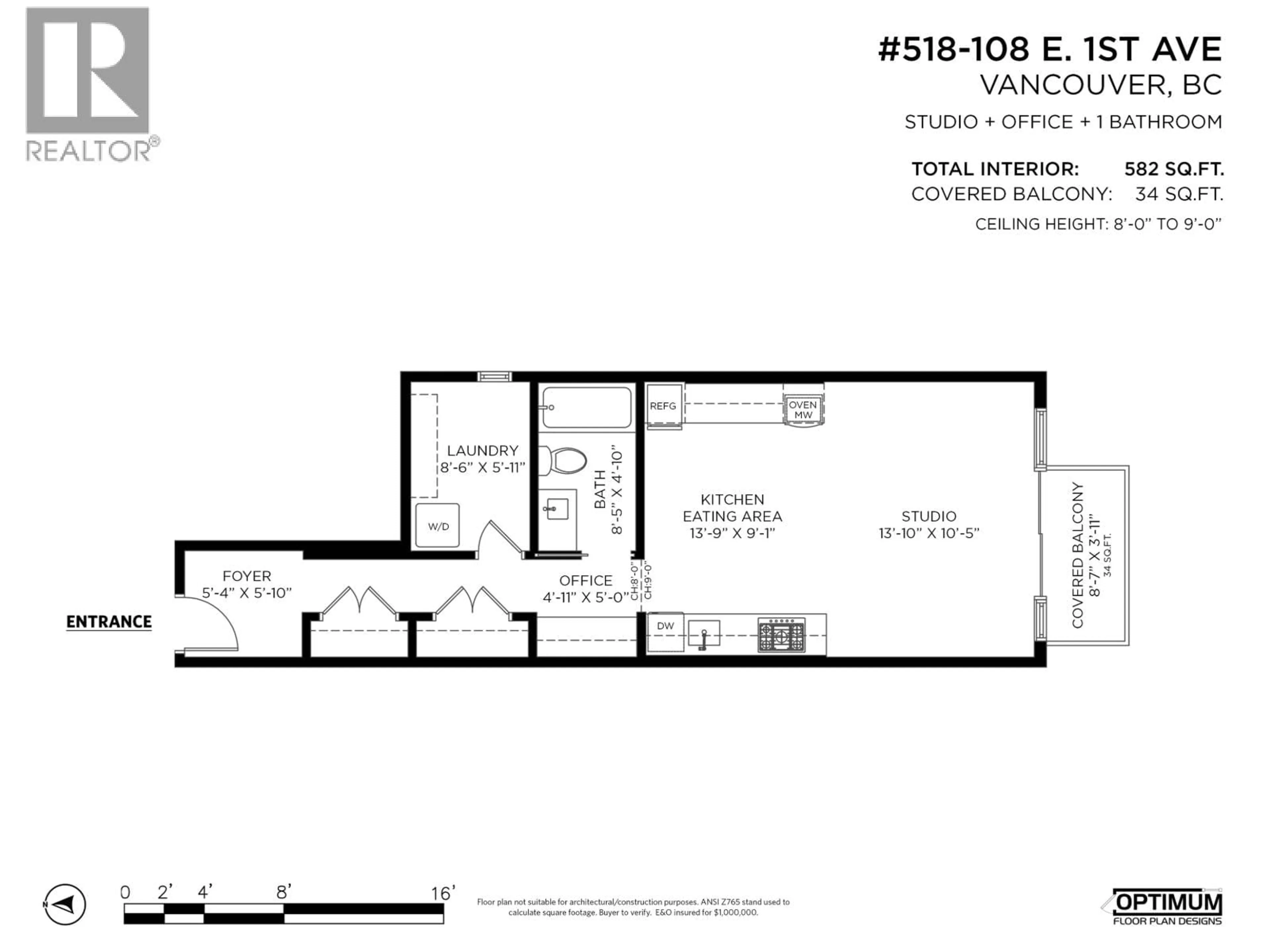 Floor plan for 518 - 108 1ST AVENUE, Vancouver British Columbia V5T0E4