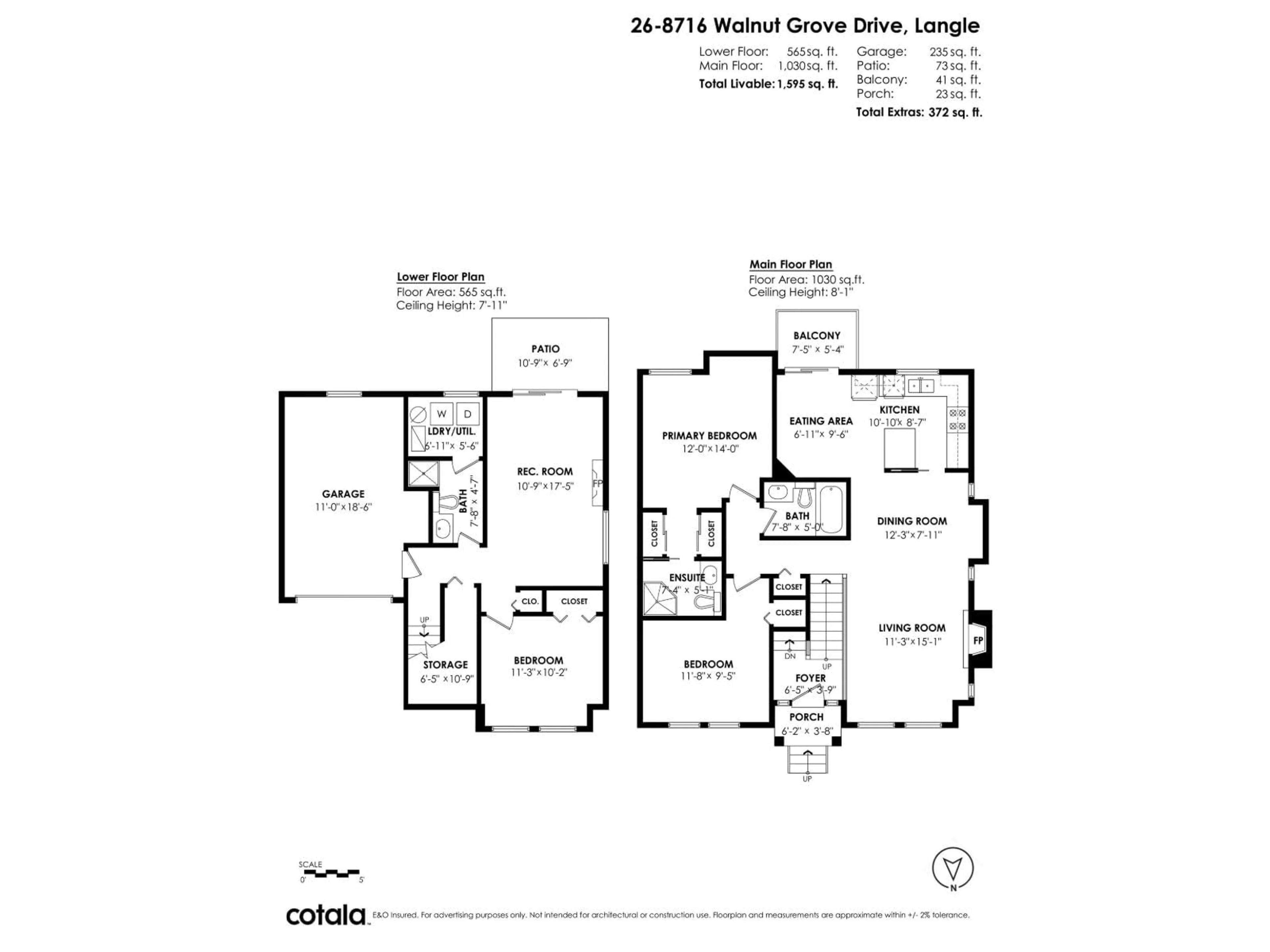 Floor plan for 26 - 8716 WALNUT GROVE, Langley British Columbia V1M2K2