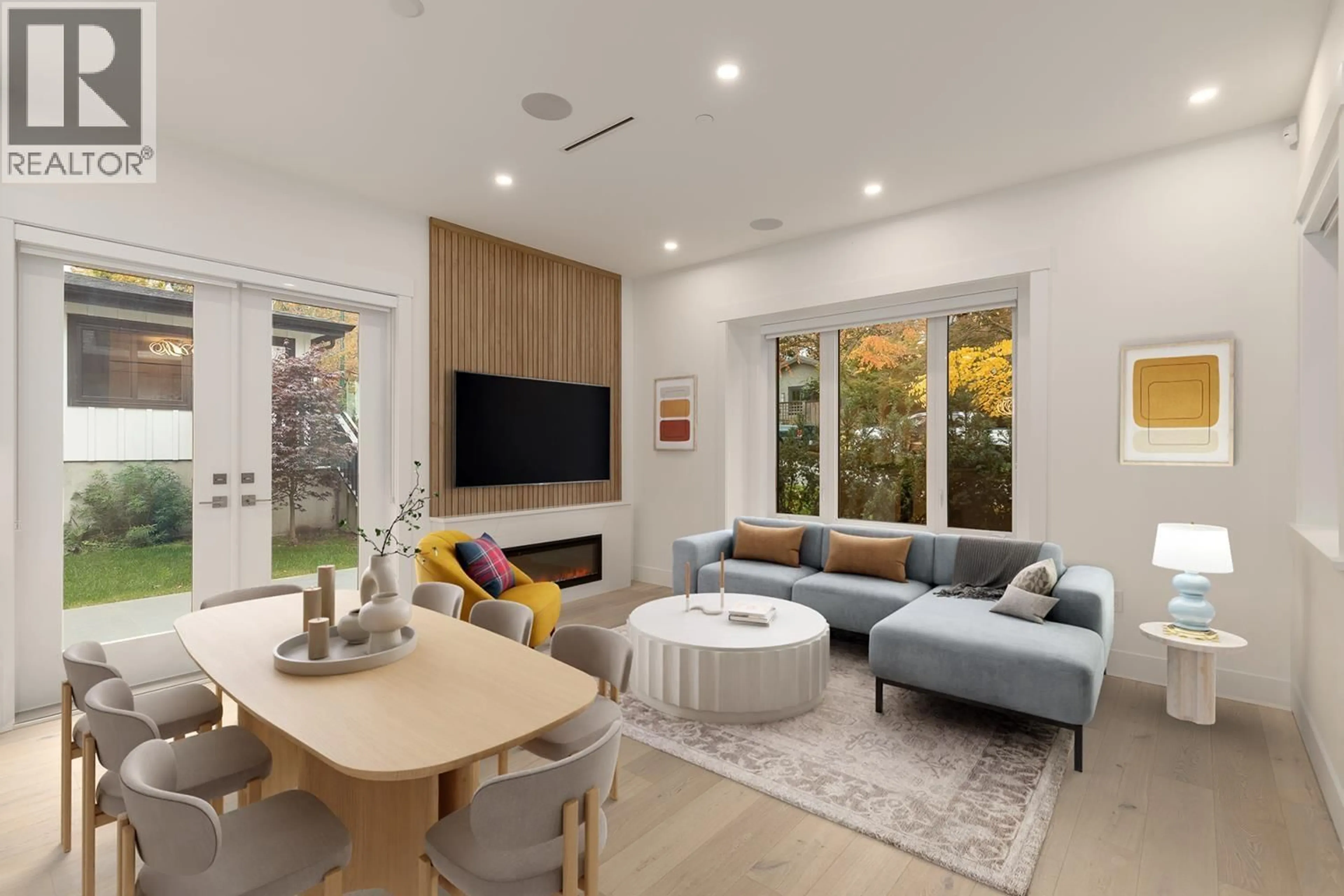 Living room with furniture, wood/laminate floor for 3075 COURTENAY STREET, Vancouver British Columbia V6R3X8