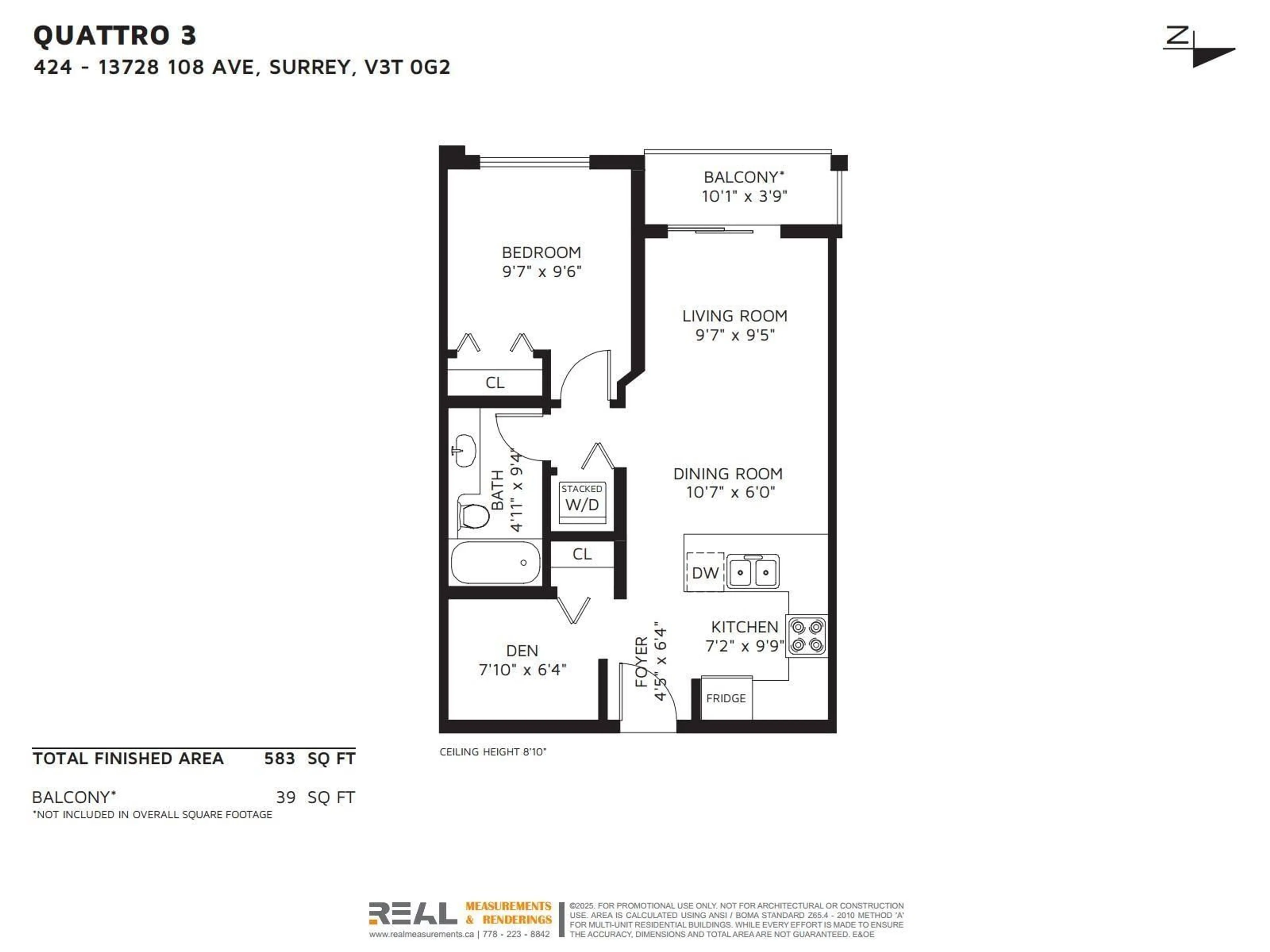 Floor plan for 424 - 13728 108, Surrey British Columbia V3T0G2