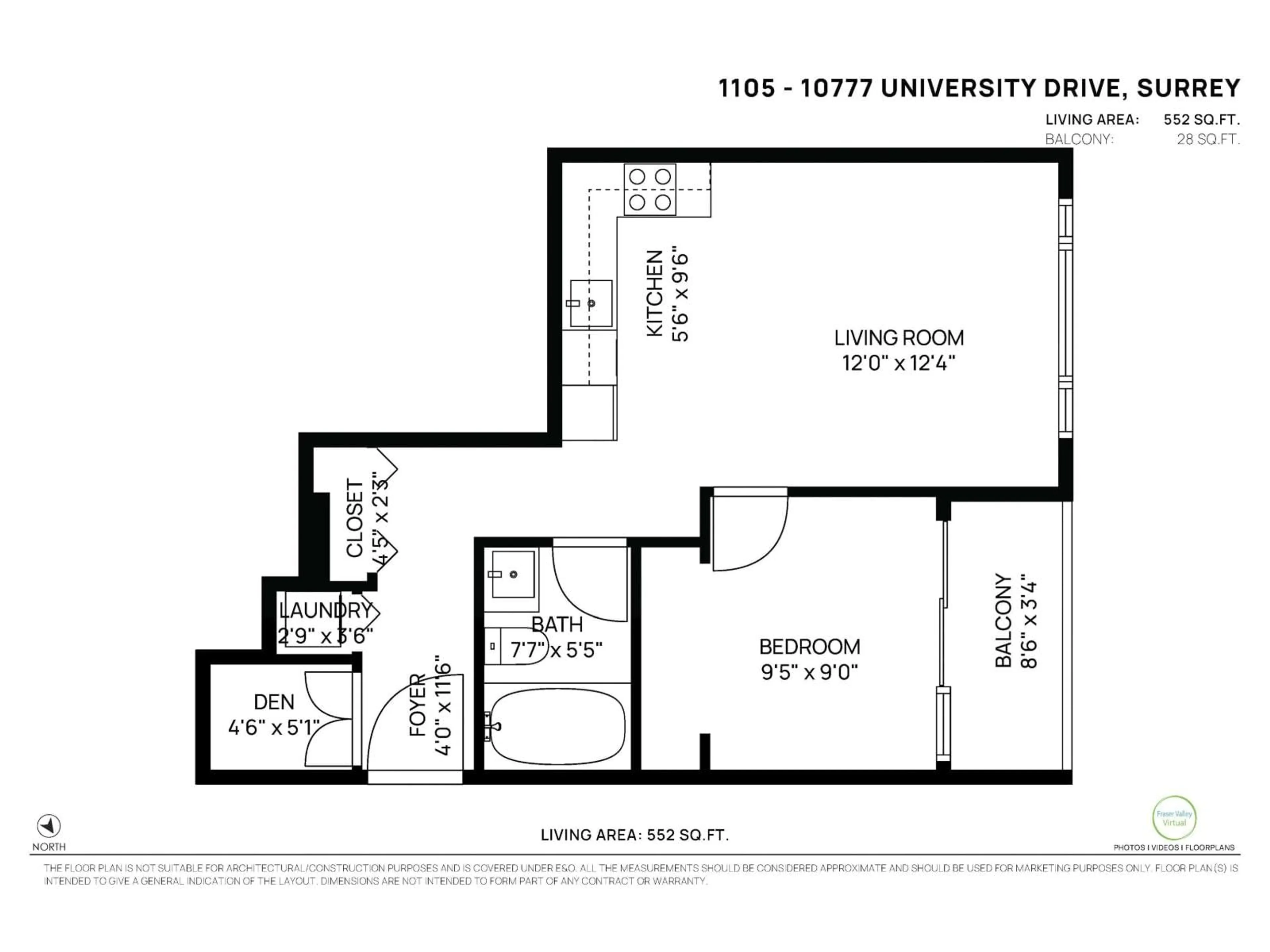 Floor plan for 1105 - 10777 UNIVERSITY, Surrey British Columbia V3T0E6