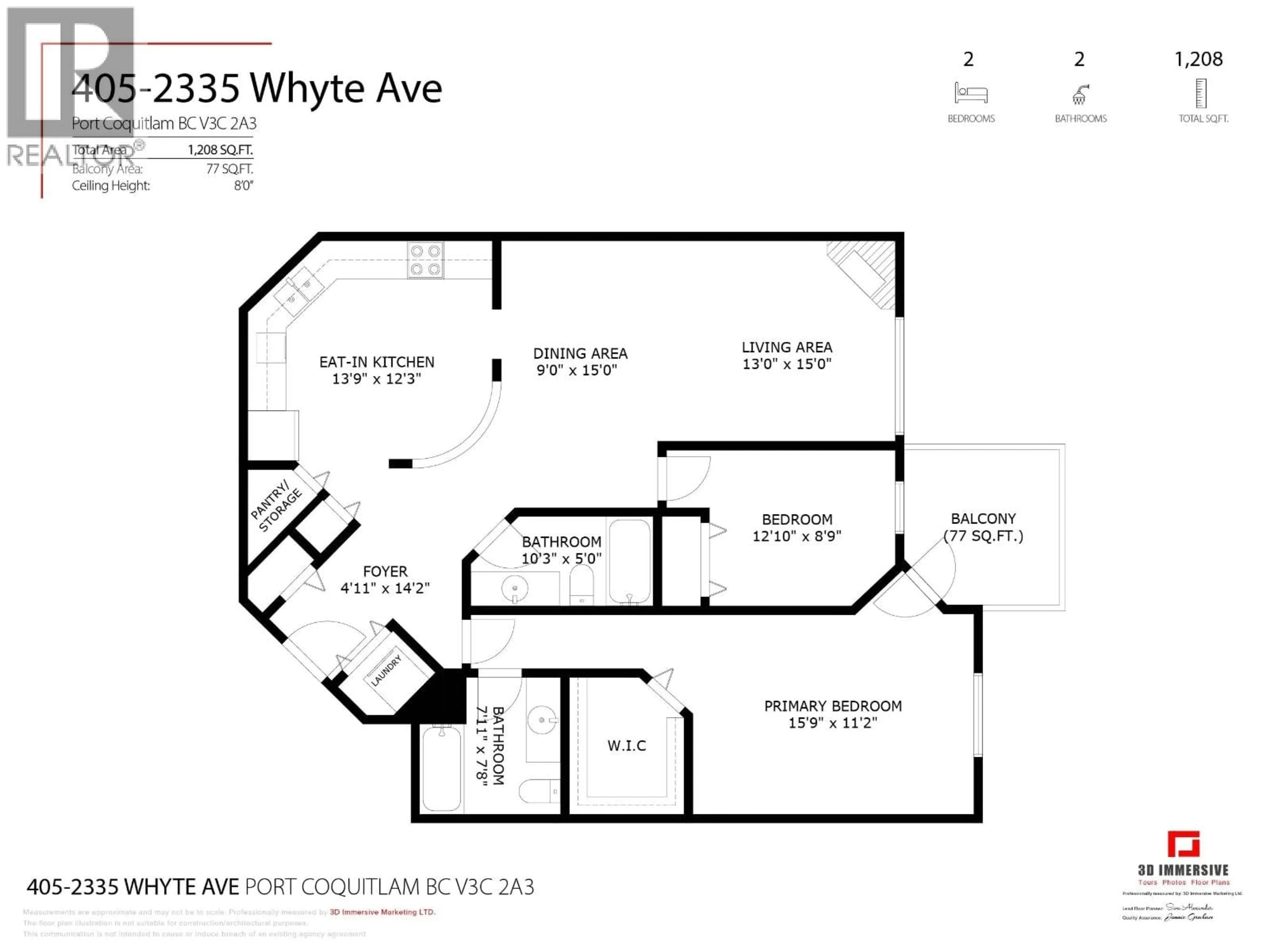 Floor plan for 405 - 2335 WHYTE AVENUE, Port Coquitlam British Columbia V3C2A3