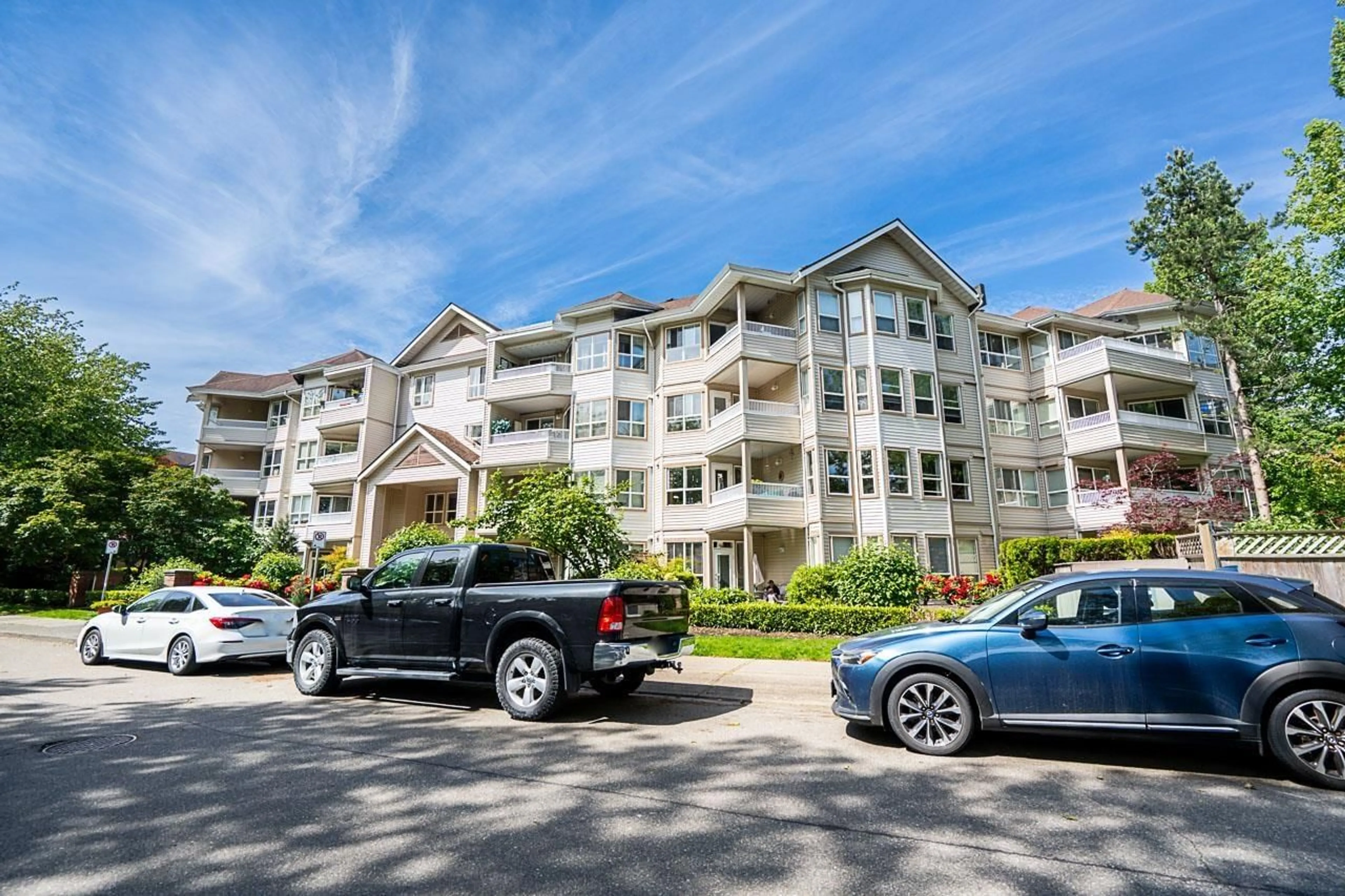 A pic from outside/outdoor area/front of a property/back of a property/a pic from drone, unknown for #212 - 8139 121A, Surrey British Columbia V3Z0K8