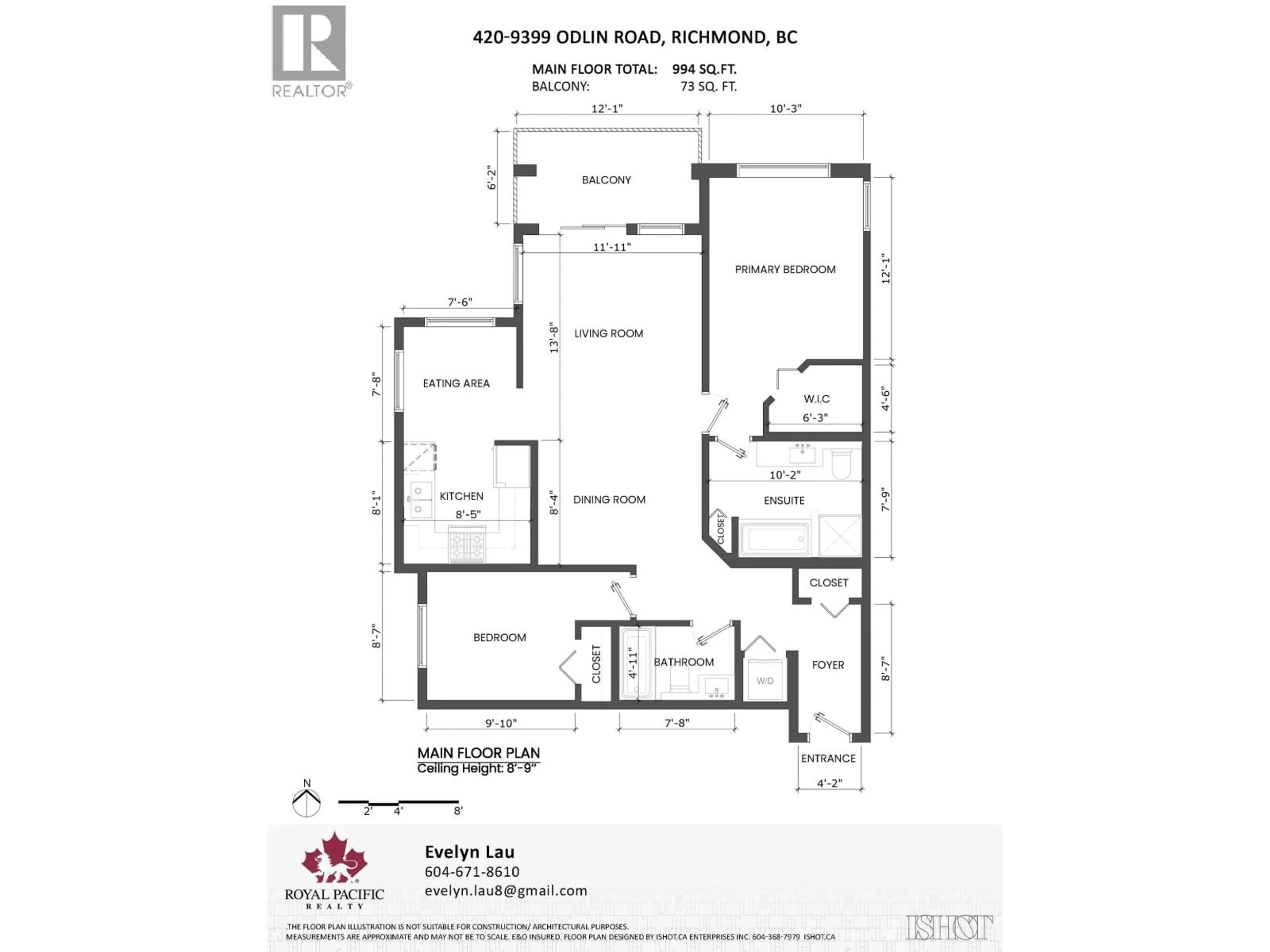 Floor plan for 420 - 9399 ODLIN ROAD, Richmond British Columbia V6X0J6
