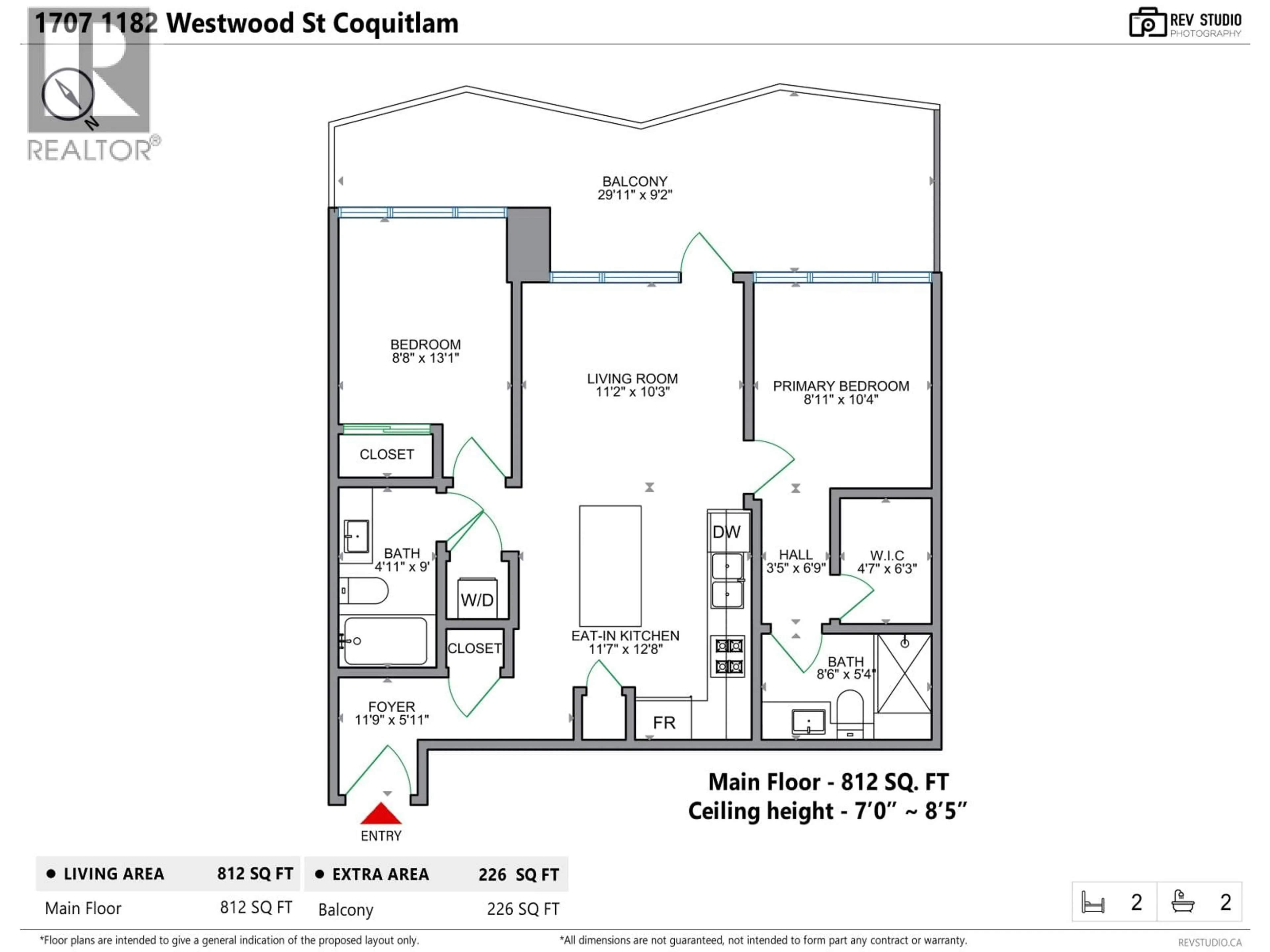 Floor plan for 1707 - 1182 WESTWOOD STREET, Coquitlam British Columbia V3B0T9