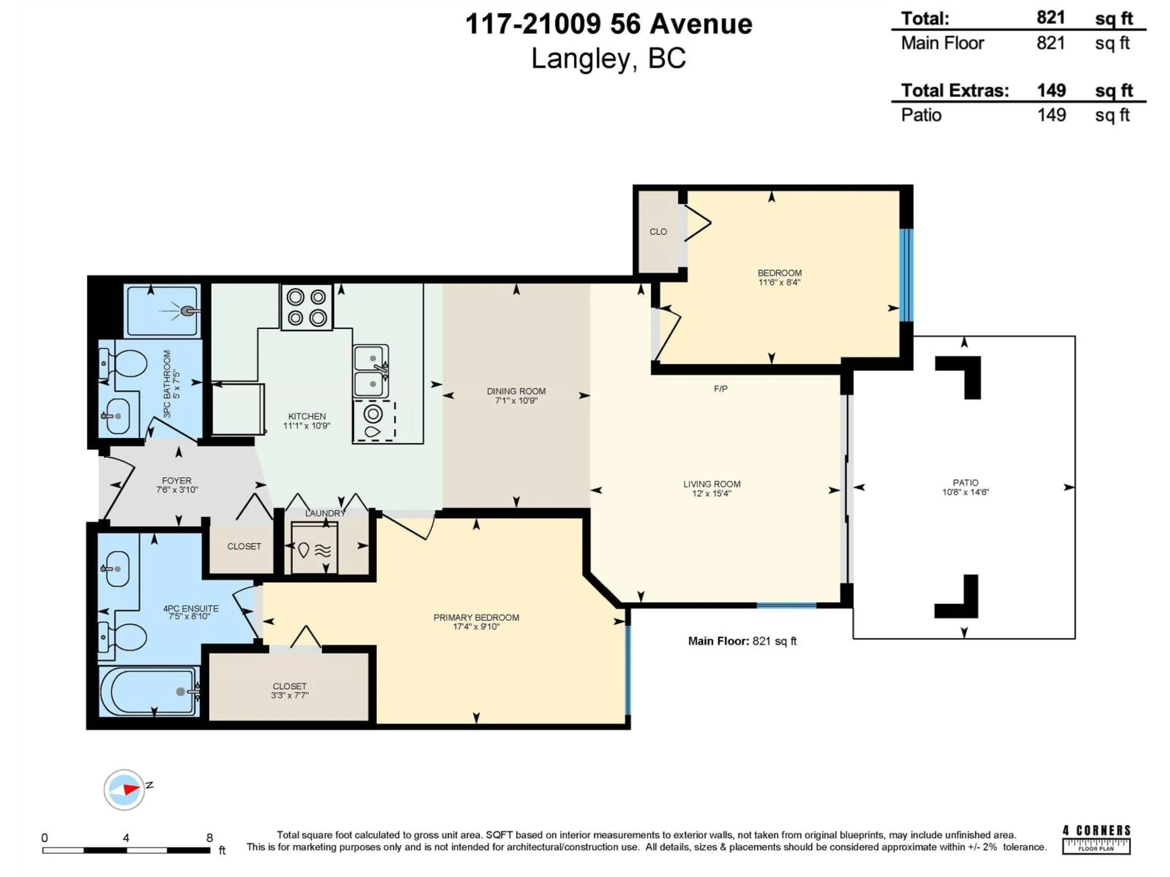 Floor plan for 117 - 21009 56, Langley British Columbia V3A0C9
