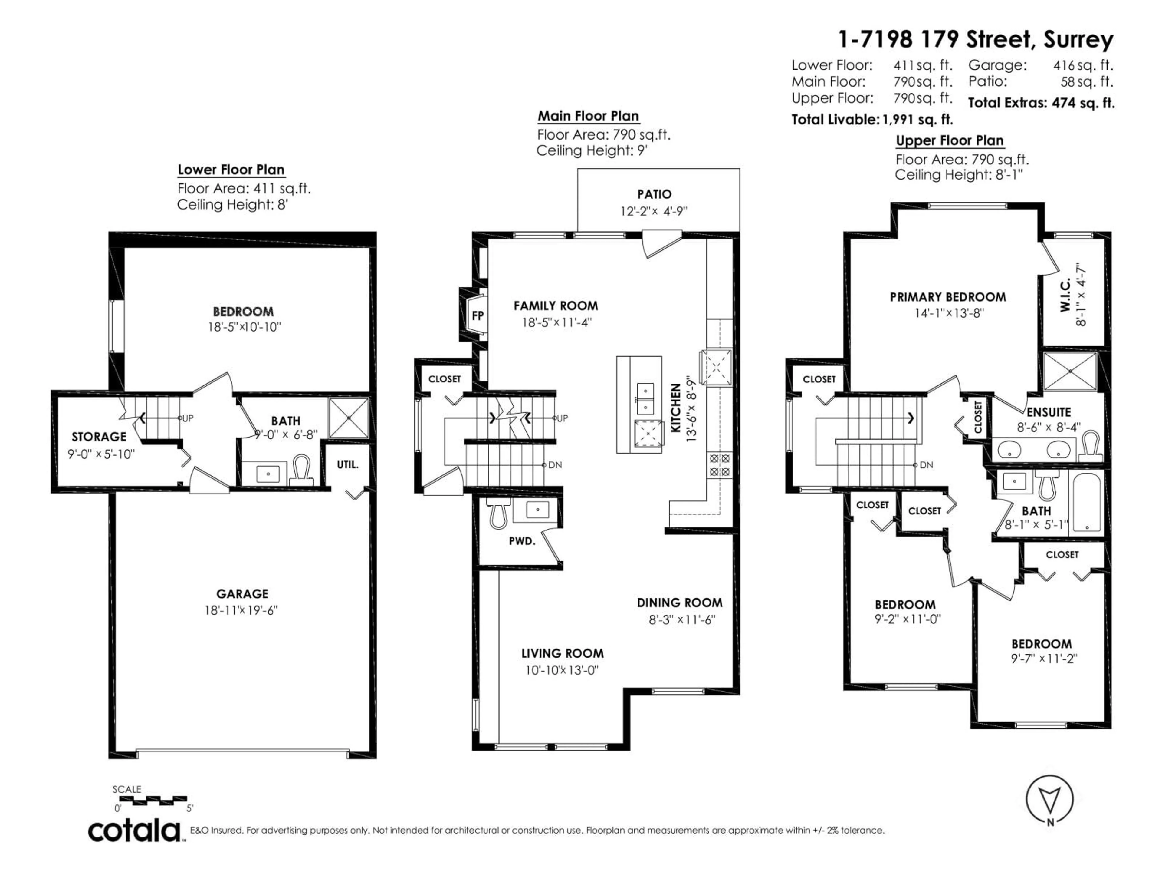 Floor plan for 1 - 7198 179, Surrey British Columbia V3S8C5