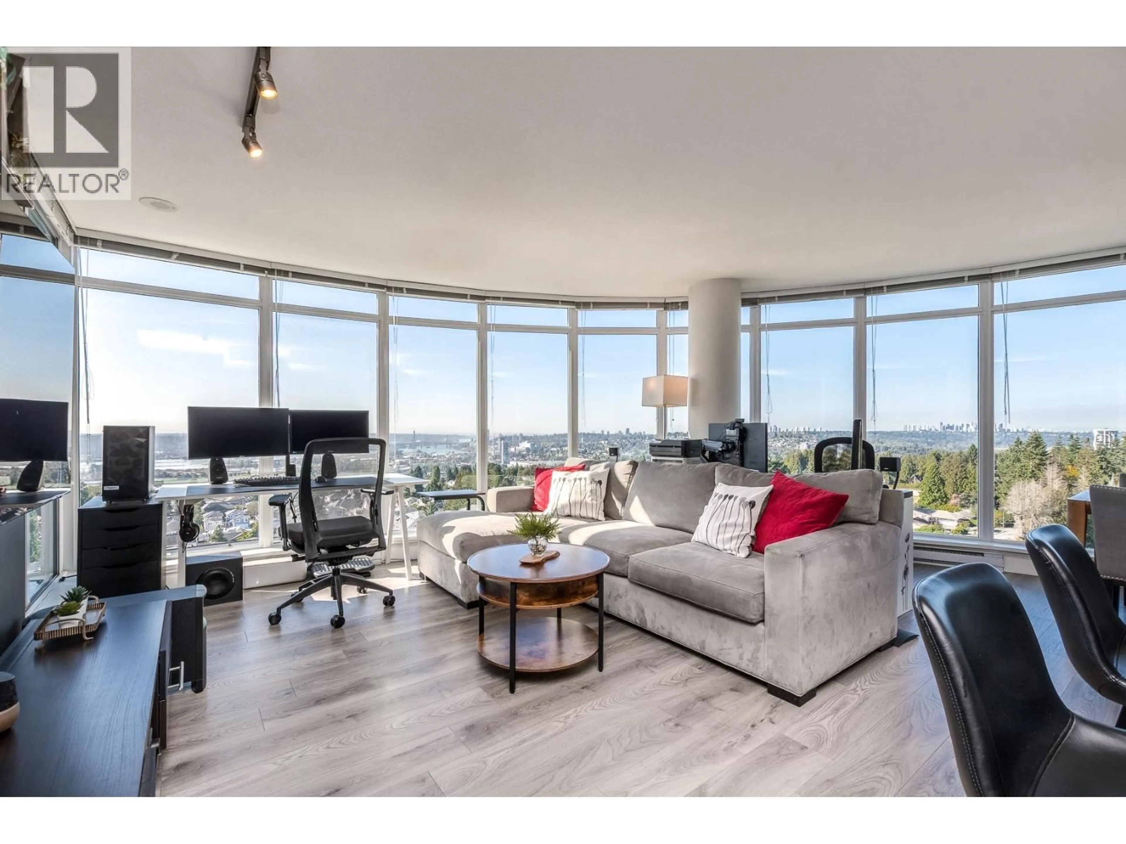 Living room with furniture, wood/laminate floor for 1202 - 958 RIDGEWAY AVENUE, Coquitlam British Columbia V3K0C5