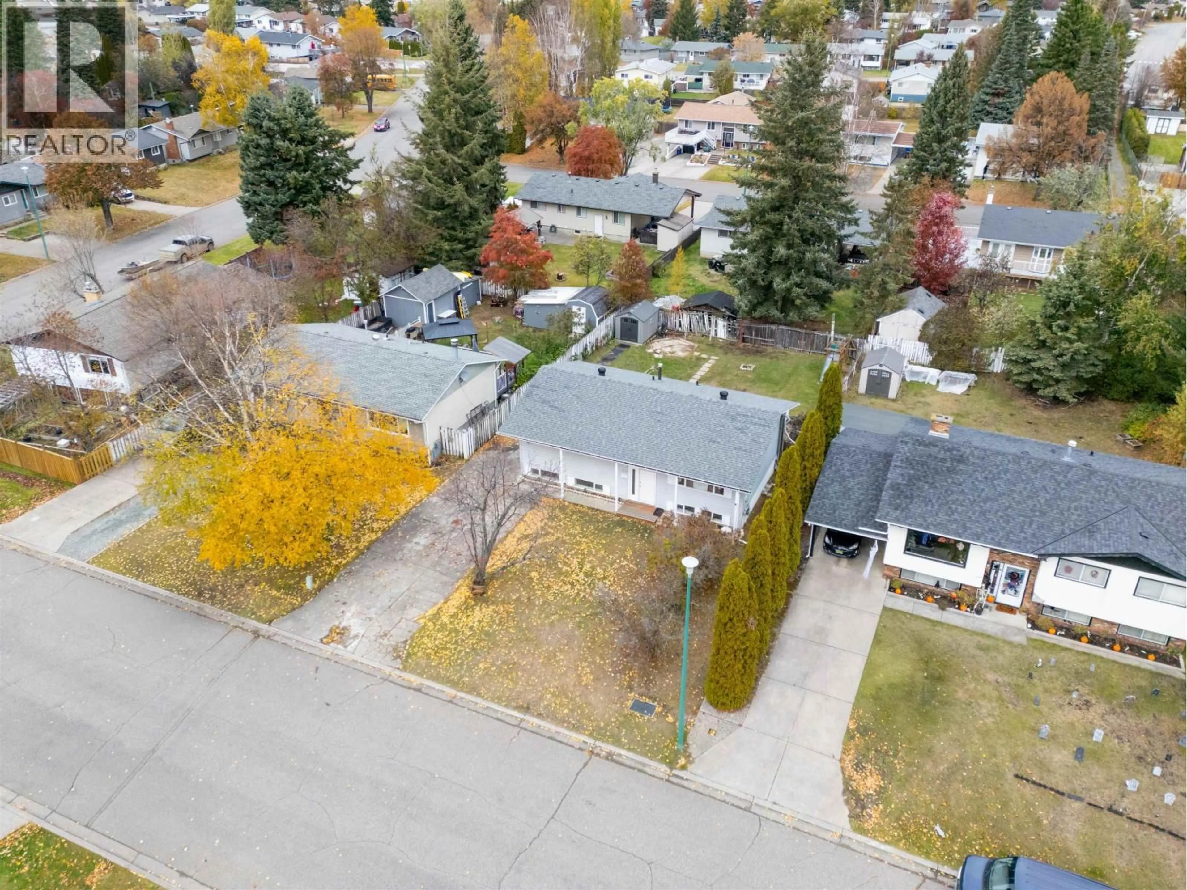 A pic from outside/outdoor area/front of a property/back of a property/a pic from drone, street for 1178 FRANCOIS CRESCENT, Prince George British Columbia V2M4H3