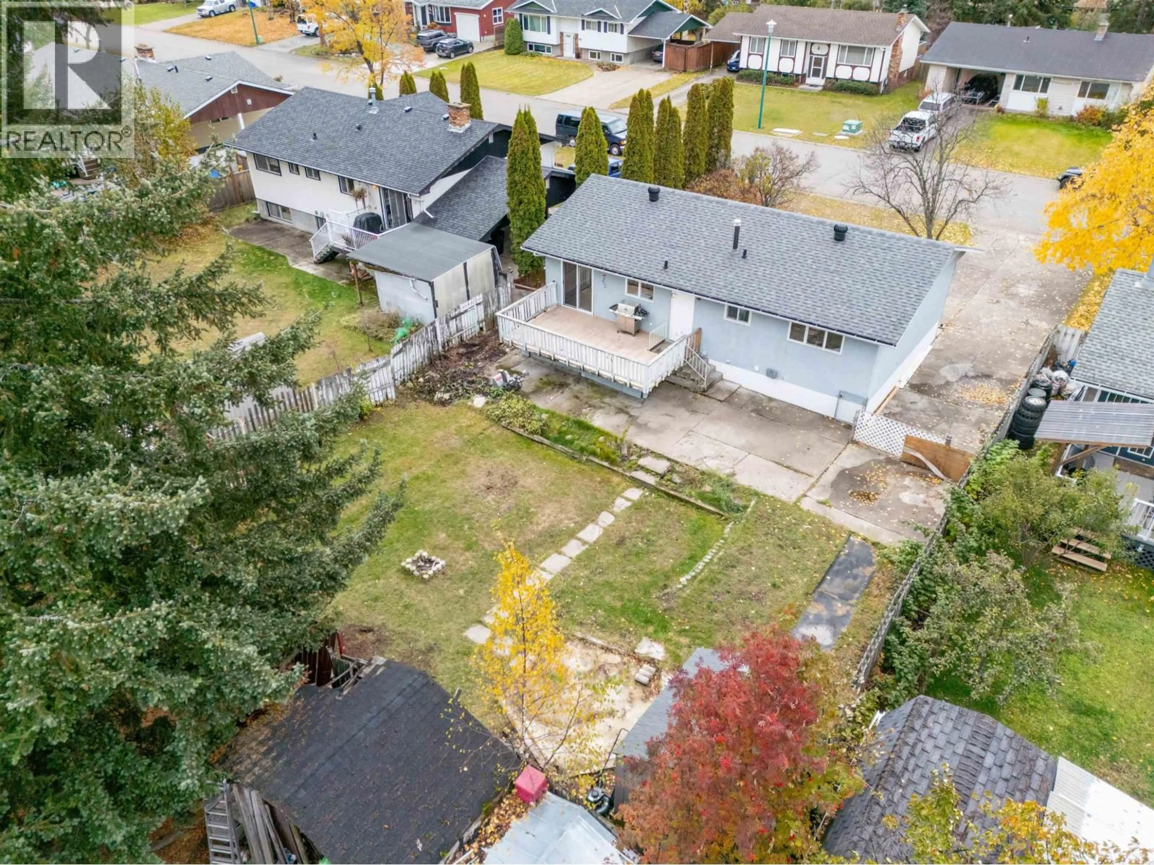 A pic from outside/outdoor area/front of a property/back of a property/a pic from drone, street for 1178 FRANCOIS CRESCENT, Prince George British Columbia V2M4H3