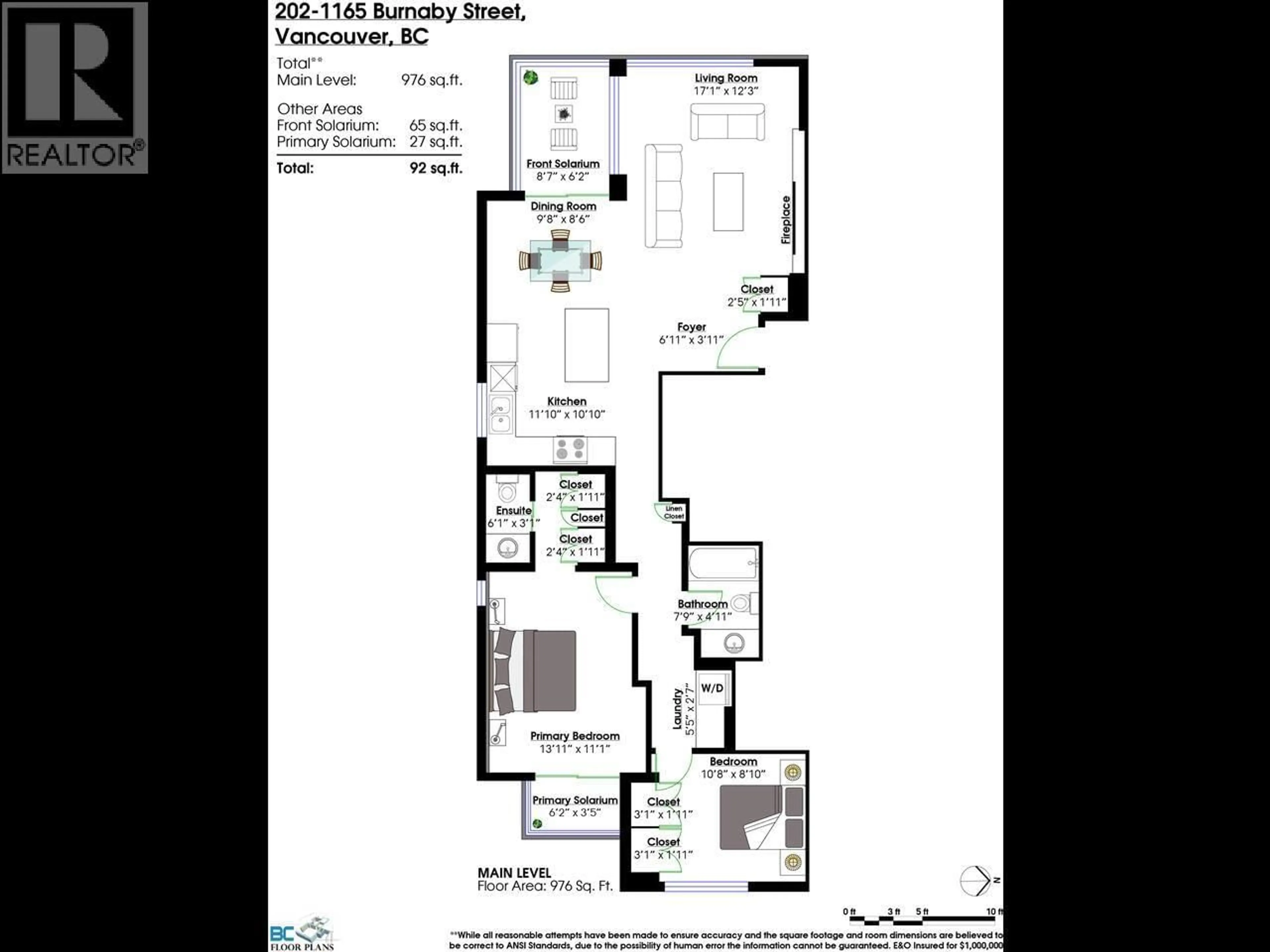 Floor plan for 202 - 1165 BURNABY STREET, Vancouver British Columbia V6E1P3