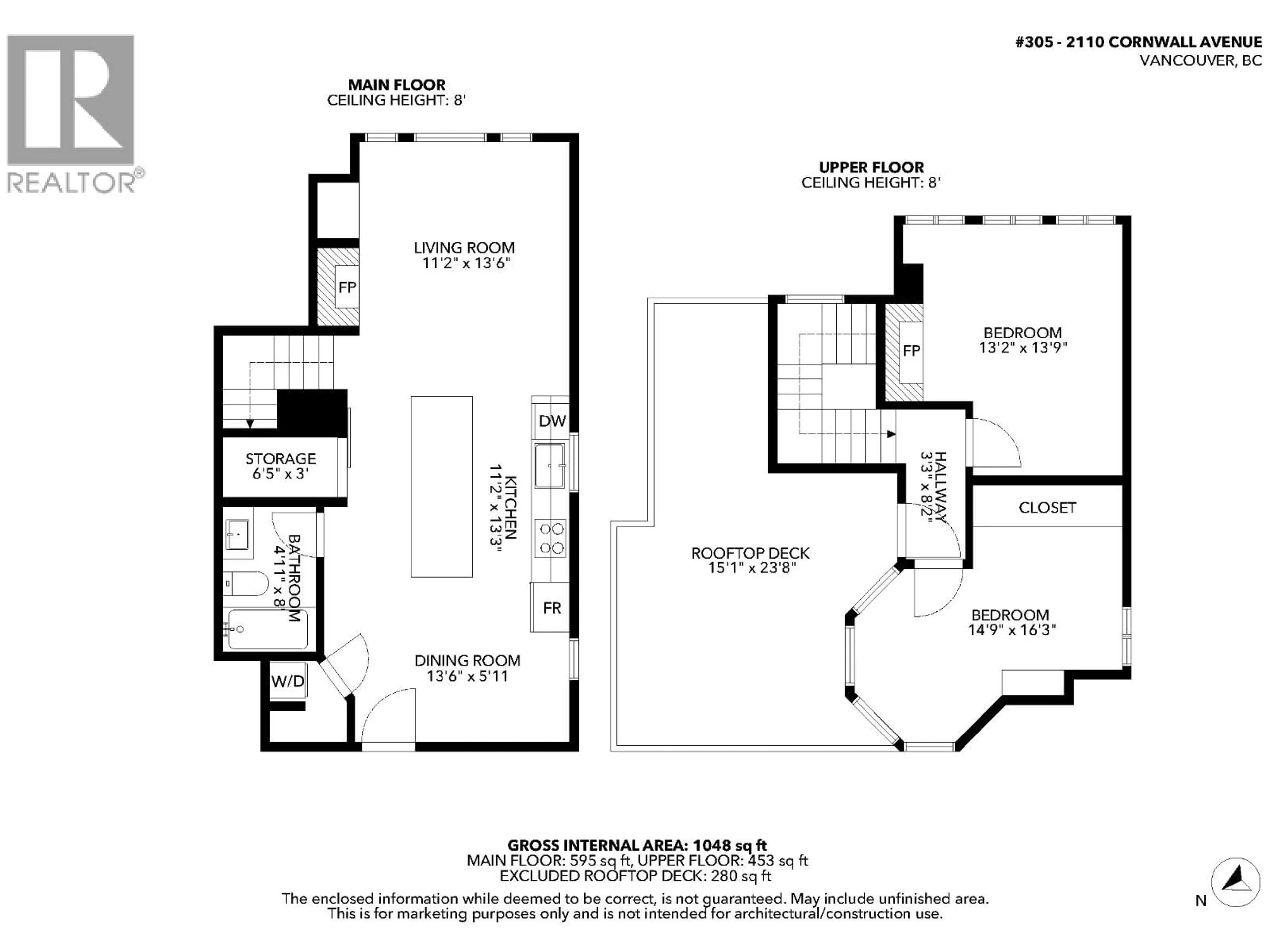 Floor plan for 305 - 2110 CORNWALL AVENUE, Vancouver British Columbia V6K1B4