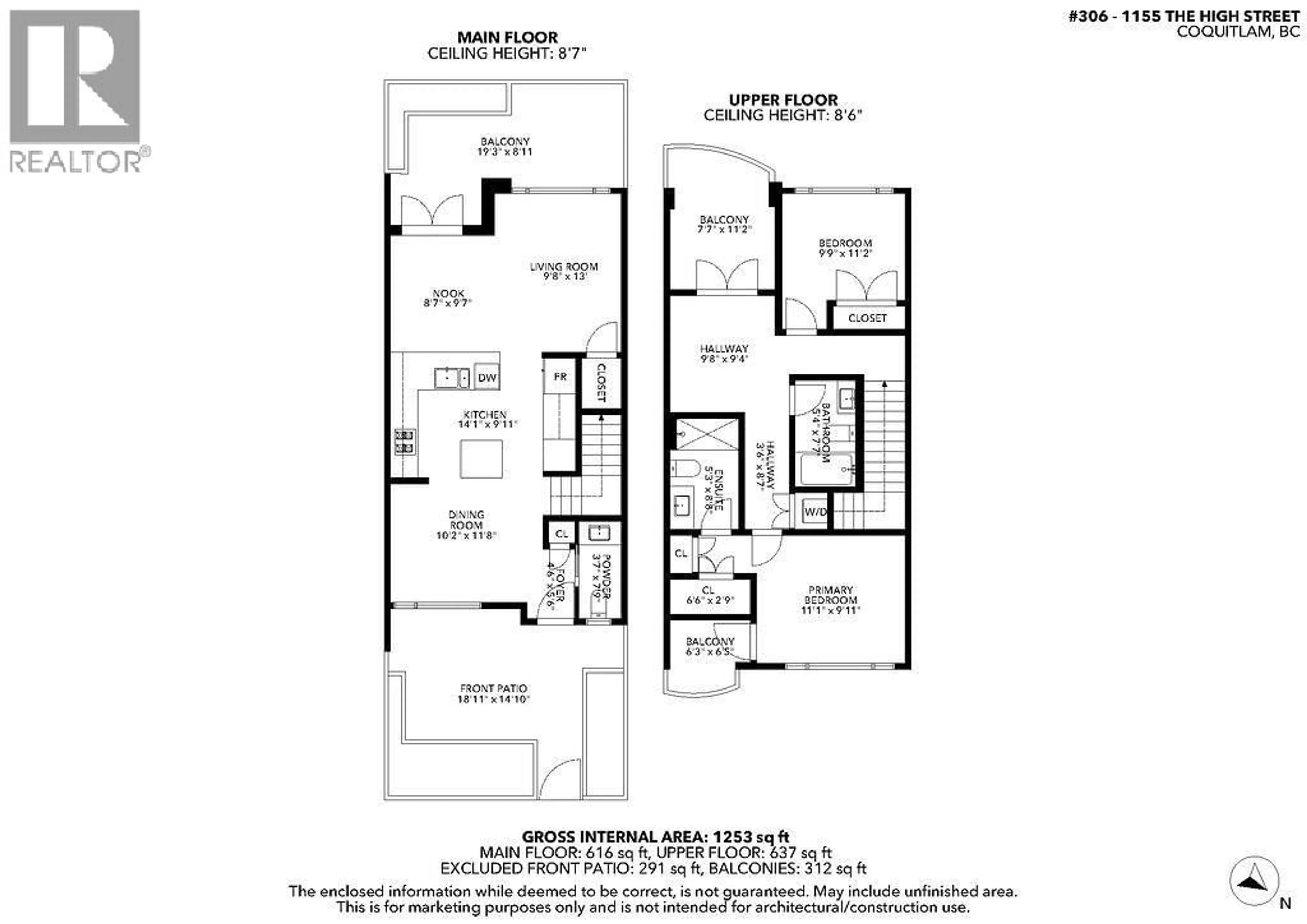 Floor plan for 306 - 1155 THE HIGH STREET, Coquitlam British Columbia V3B7W4