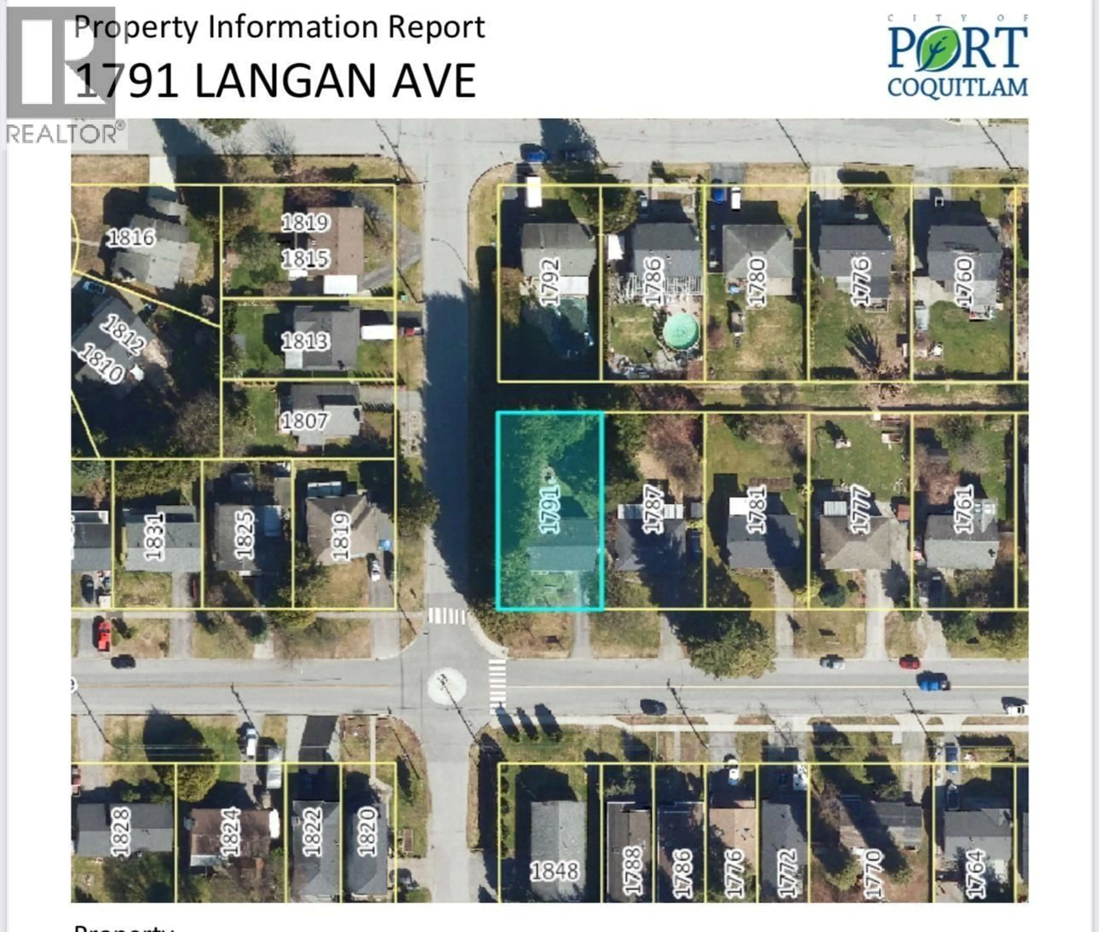 A pic from outside/outdoor area/front of a property/back of a property/a pic from drone, street for 1791 LANGAN AVENUE, Port Coquitlam British Columbia V3C1K8