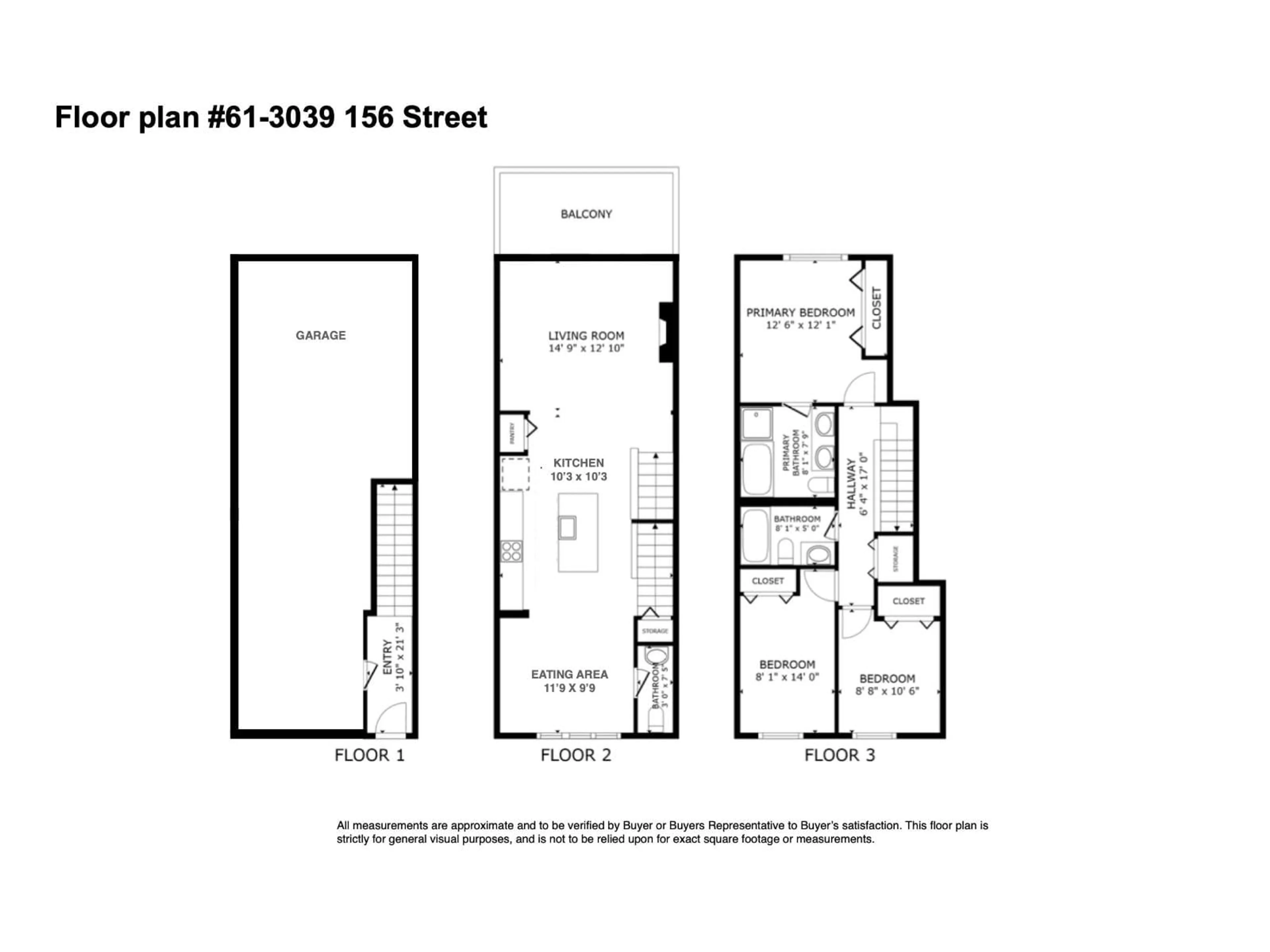 Floor plan for 61 - 3039 156, Surrey British Columbia V3Z6T5