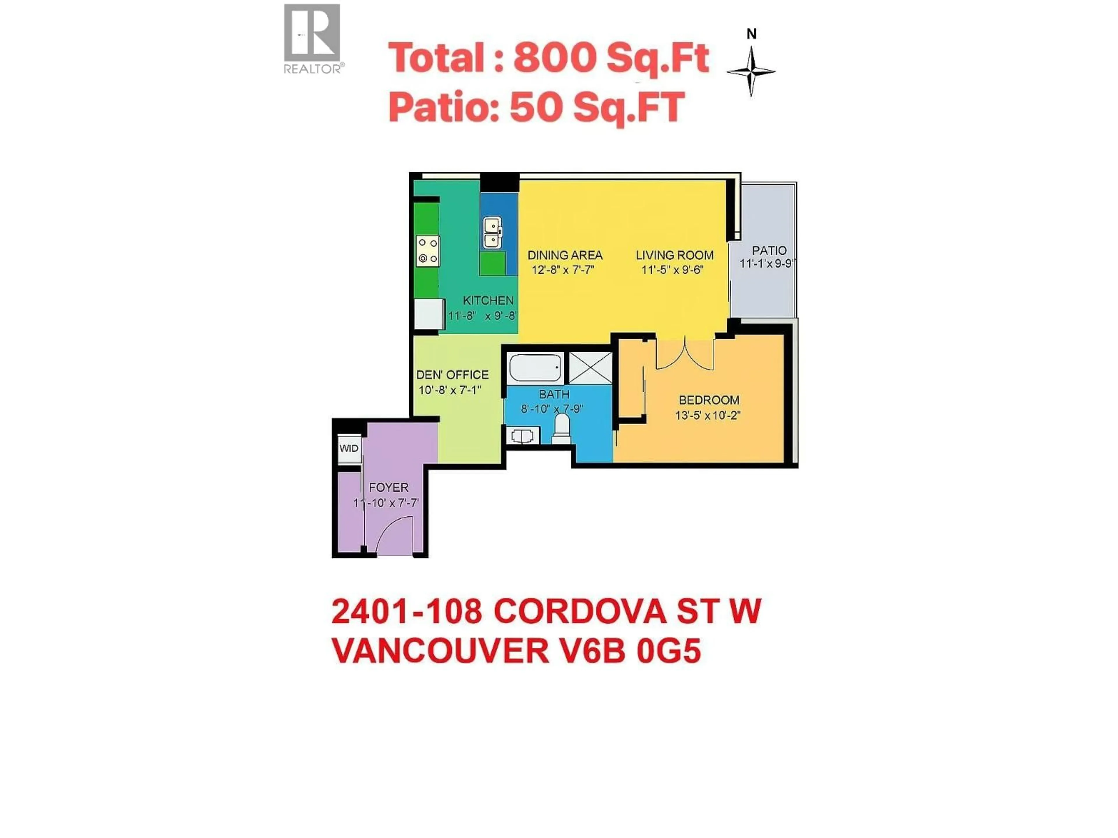 Floor plan for 2401 - 108 CORDOVA STREET, Vancouver British Columbia V6B0G5