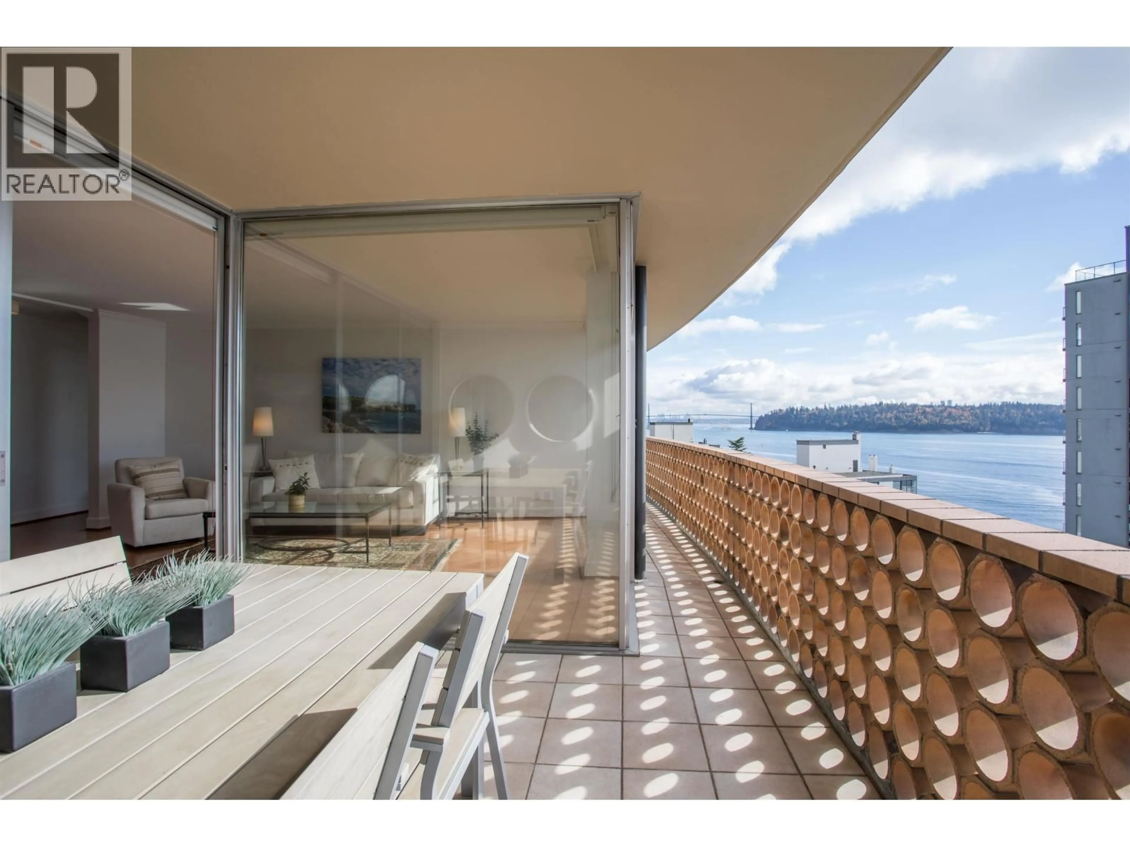 Balcony in the apartment, water/lake/river/ocean view for 902 - 2135 ARGYLE AVENUE, West Vancouver British Columbia V7V1A5