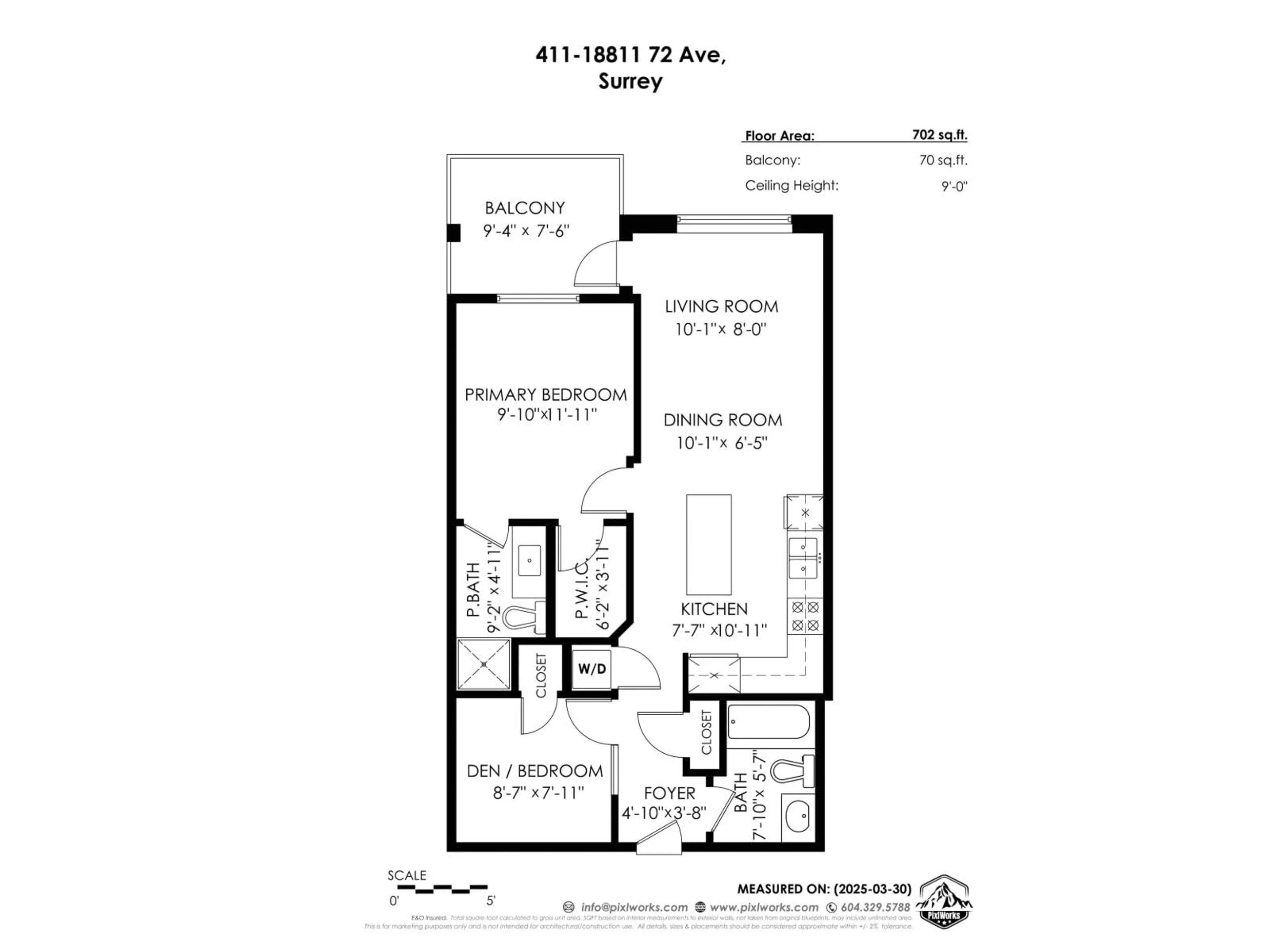Floor plan for 411 - 18811 72, Surrey British Columbia V4N6W7
