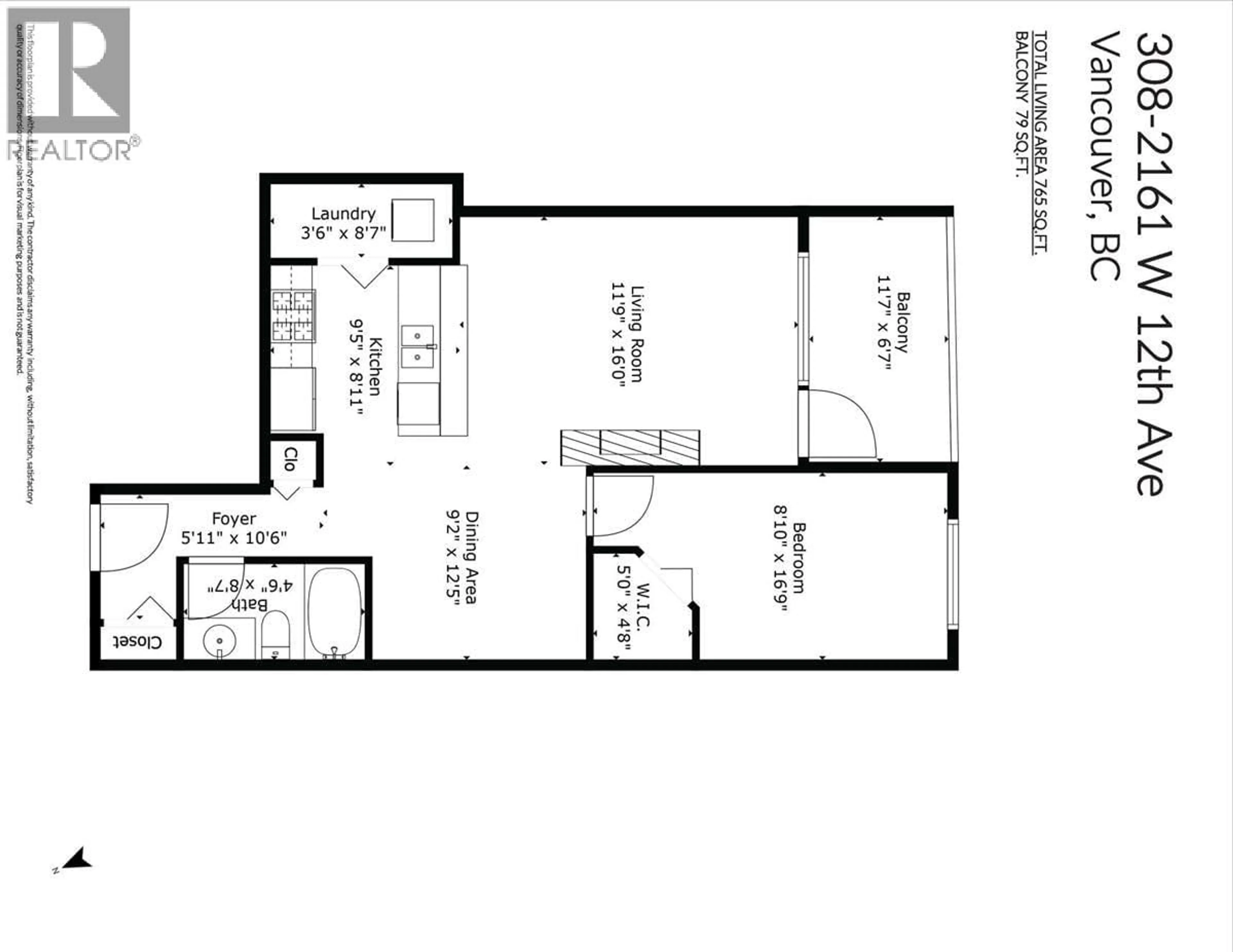 Floor plan for 308 - 2161 12TH AVENUE, Vancouver British Columbia V6K4S7