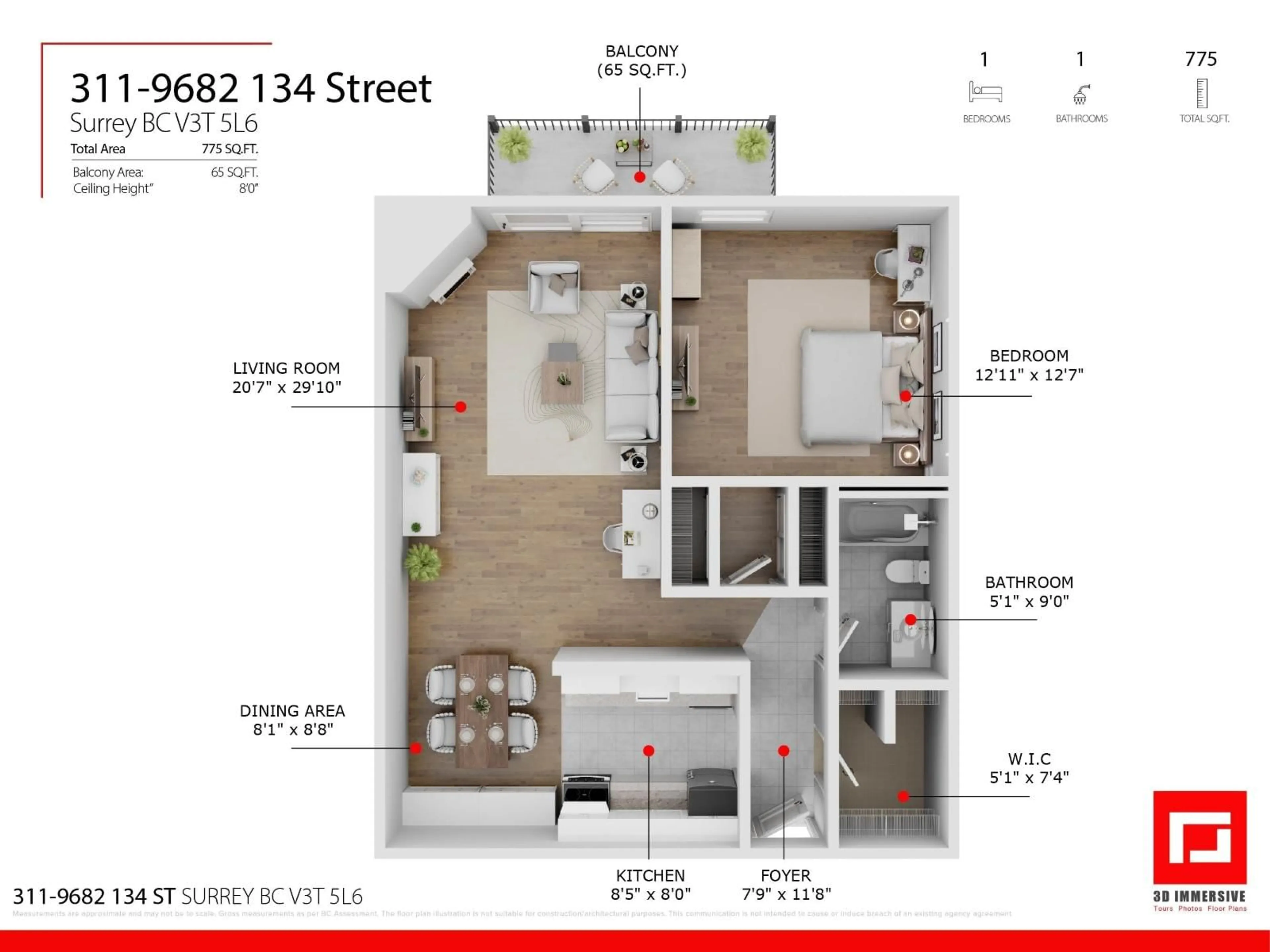 Floor plan for 311 - 9682 134, Surrey British Columbia V3T5L6
