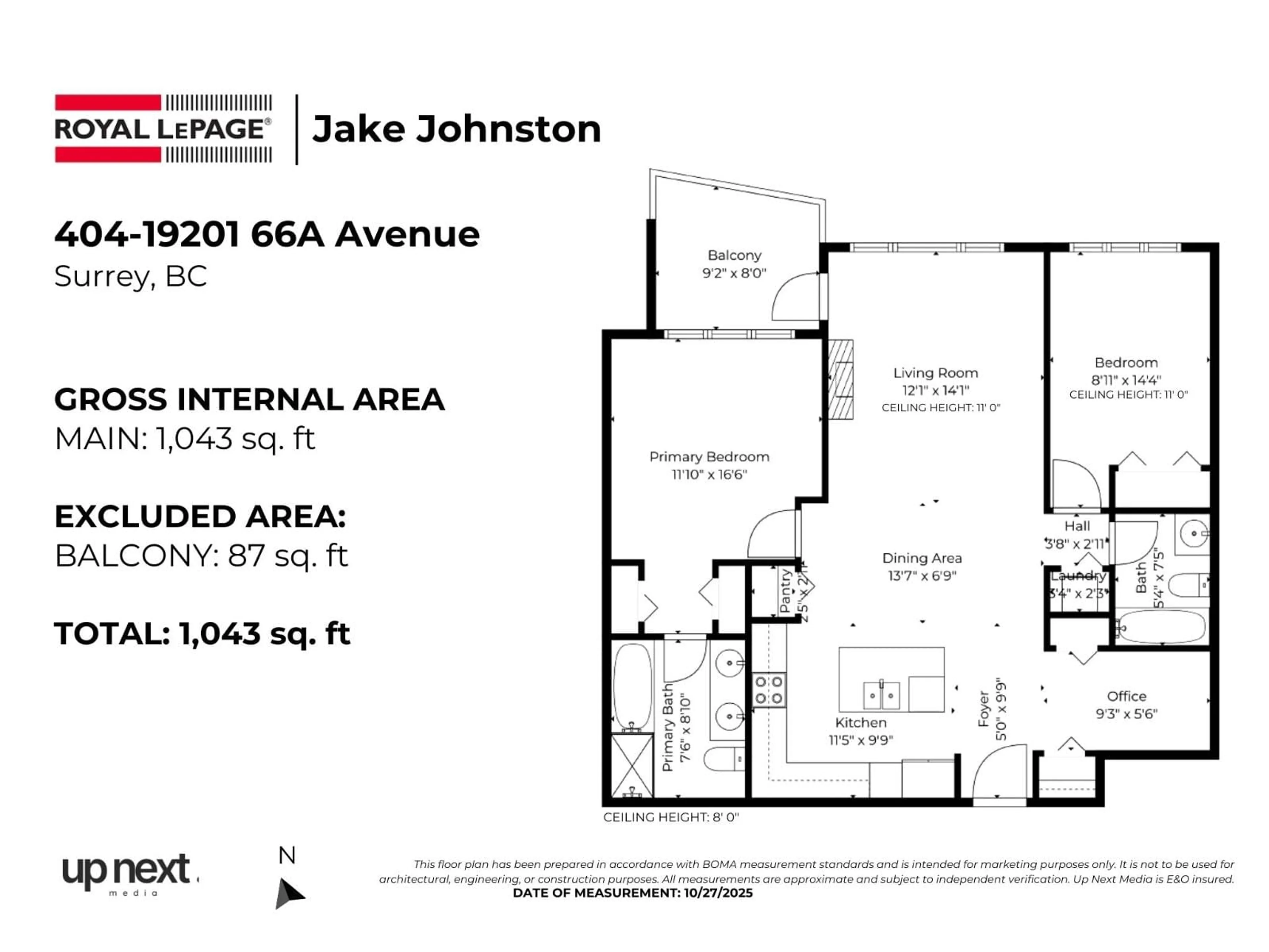 Floor plan for 404 - 19201 66A, Surrey British Columbia V4N6N7