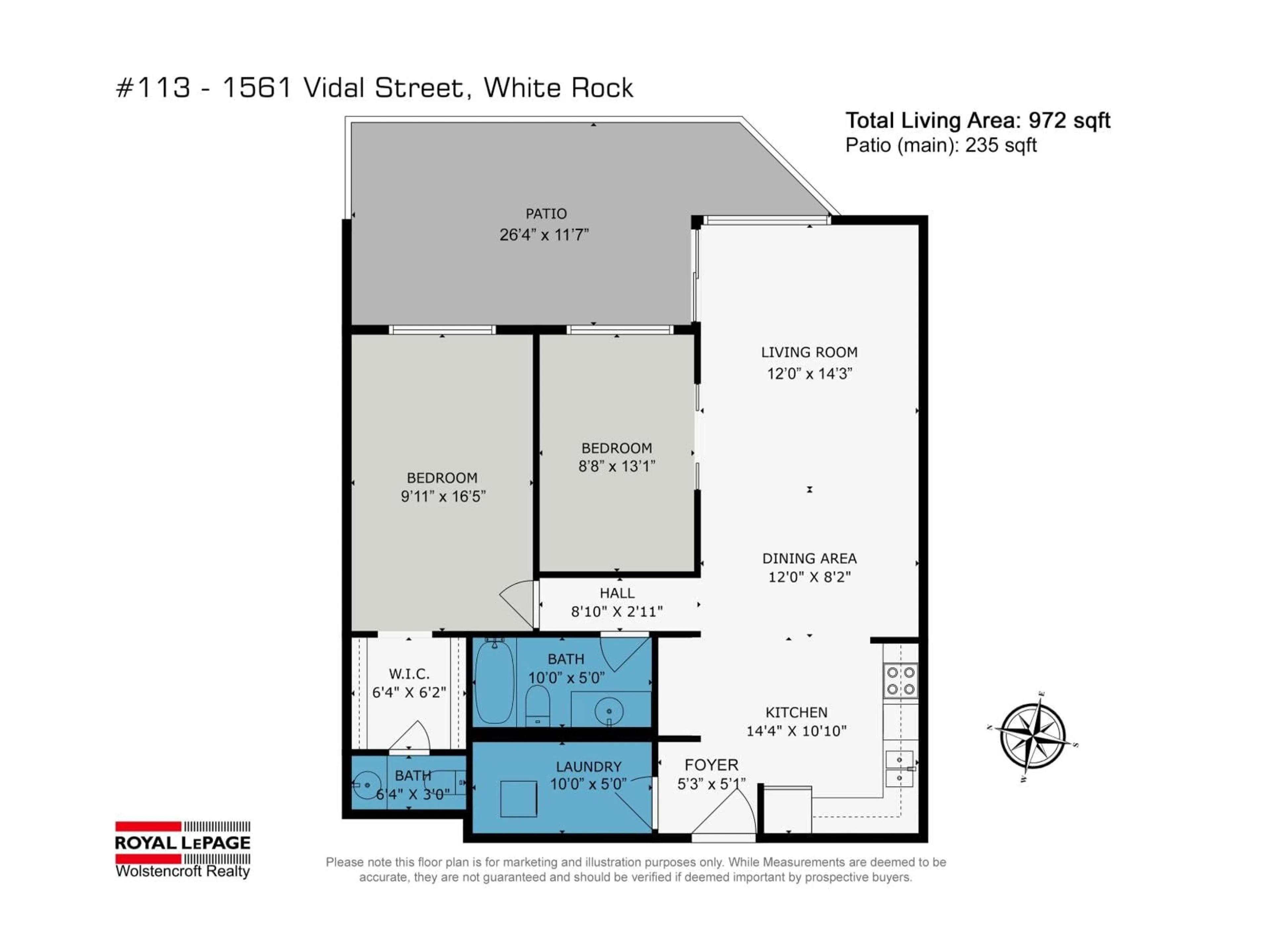 Floor plan for 113 - 1561 VIDAL, White Rock British Columbia V4B5A7