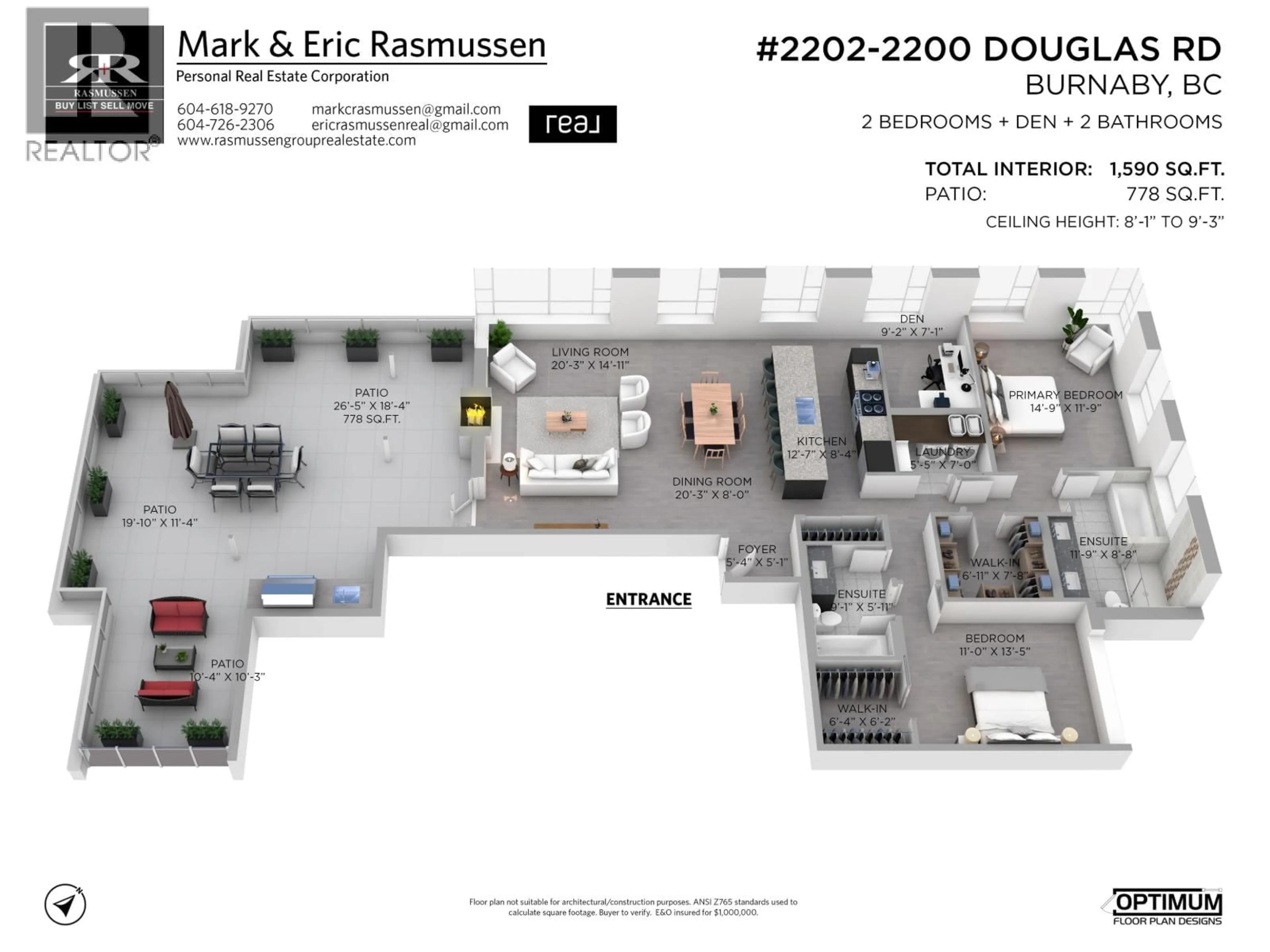 Floor plan for 2202 - 2200 DOUGLAS ROAD, Burnaby British Columbia V5C0G8