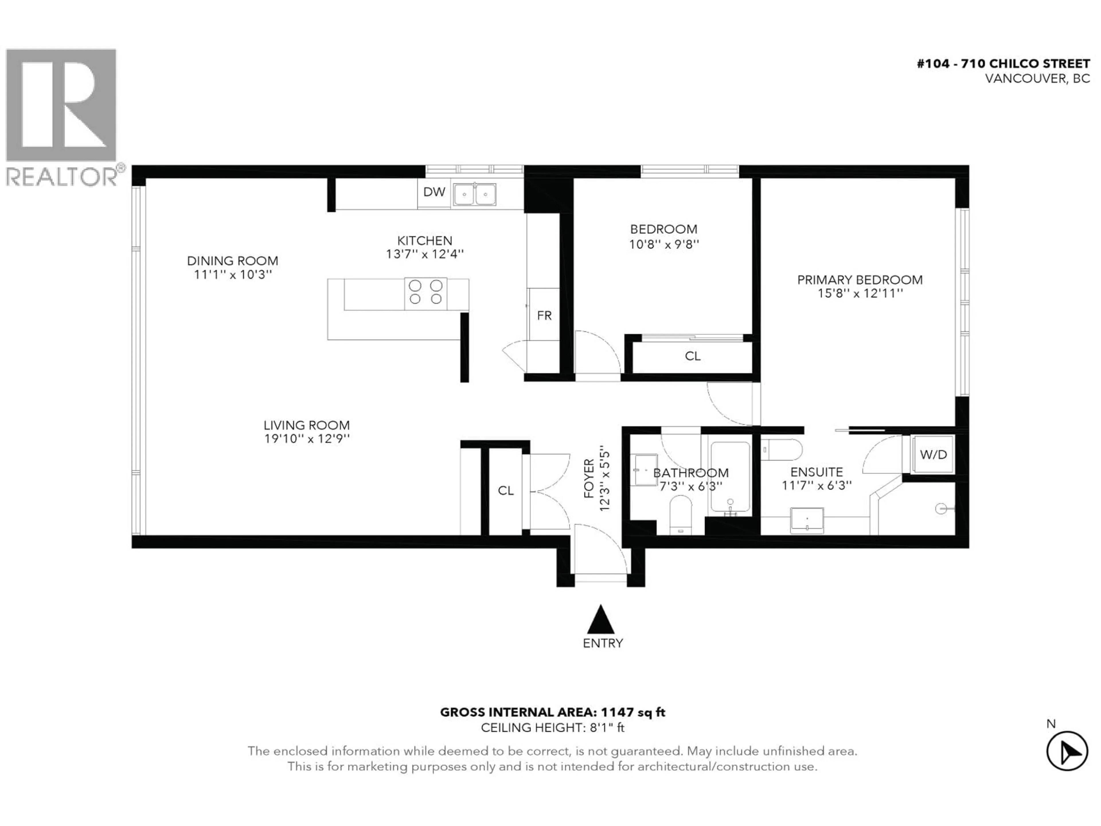 Floor plan for 104 - 710 CHILCO STREET, Vancouver British Columbia V6G2S1