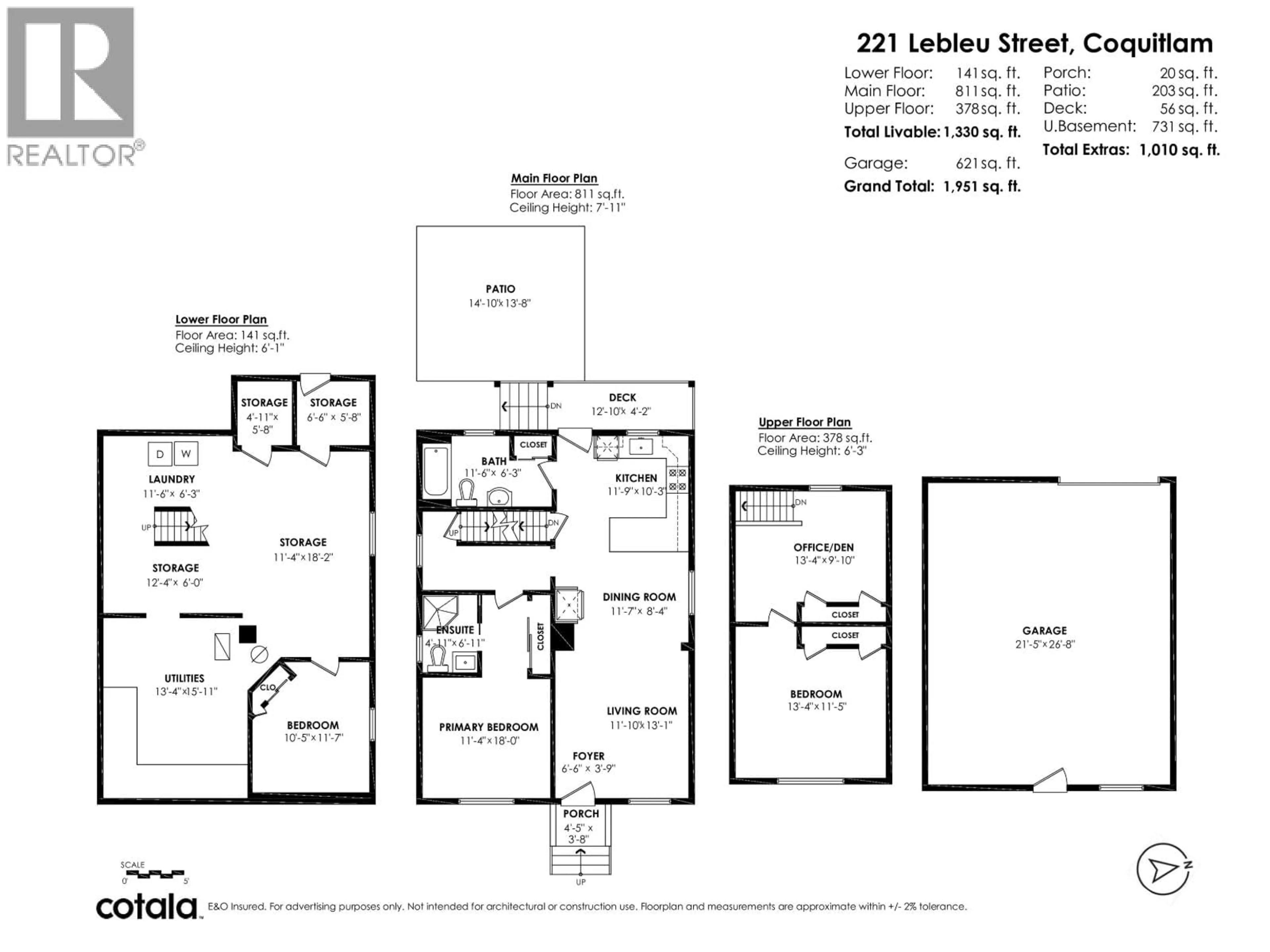 Floor plan for 221 LEBLEU STREET, Coquitlam British Columbia V3K4L7