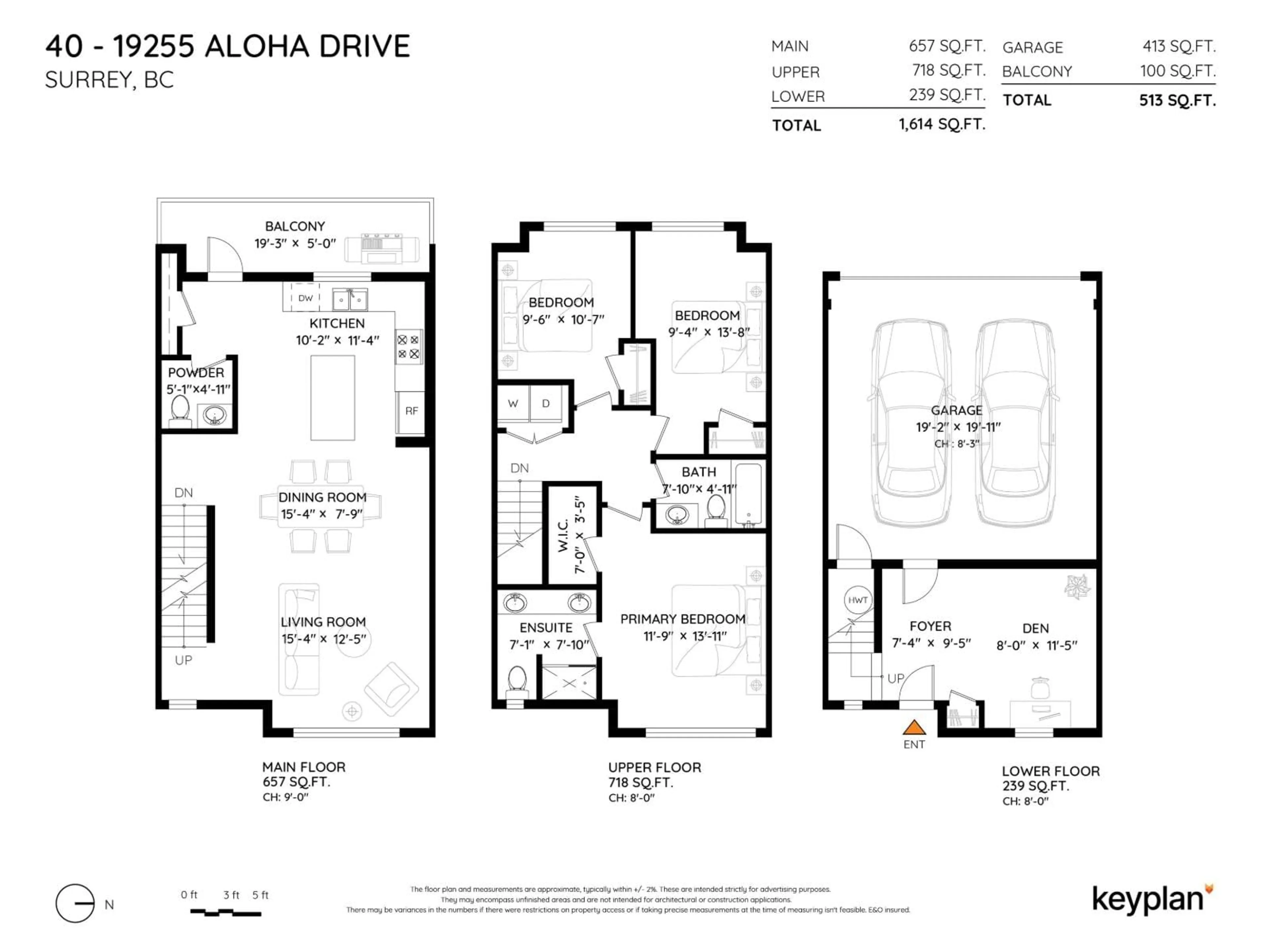 Floor plan for 40 - 19255 ALOHA, Surrey British Columbia V4N6T8