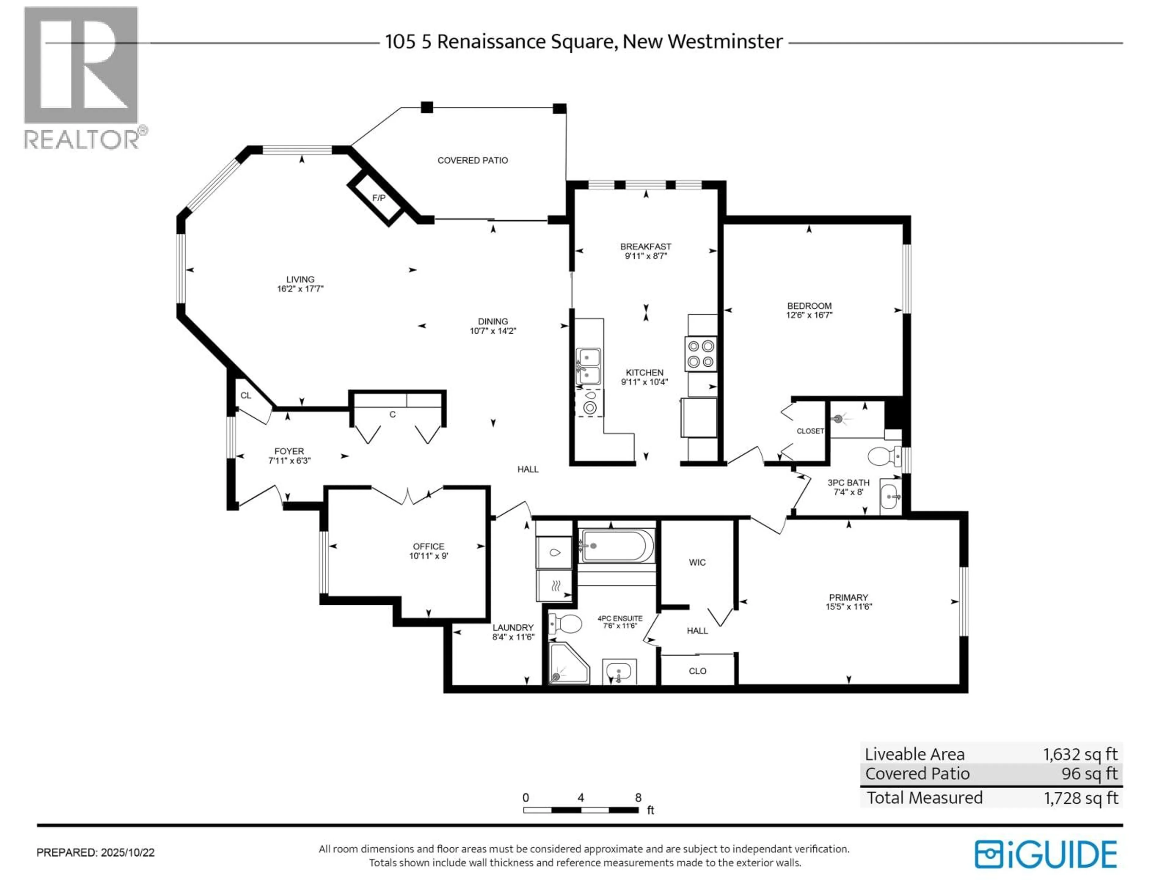 Floor plan for 105 - 5 RENAISSANCE SQUARE, New Westminster British Columbia V3M6K5