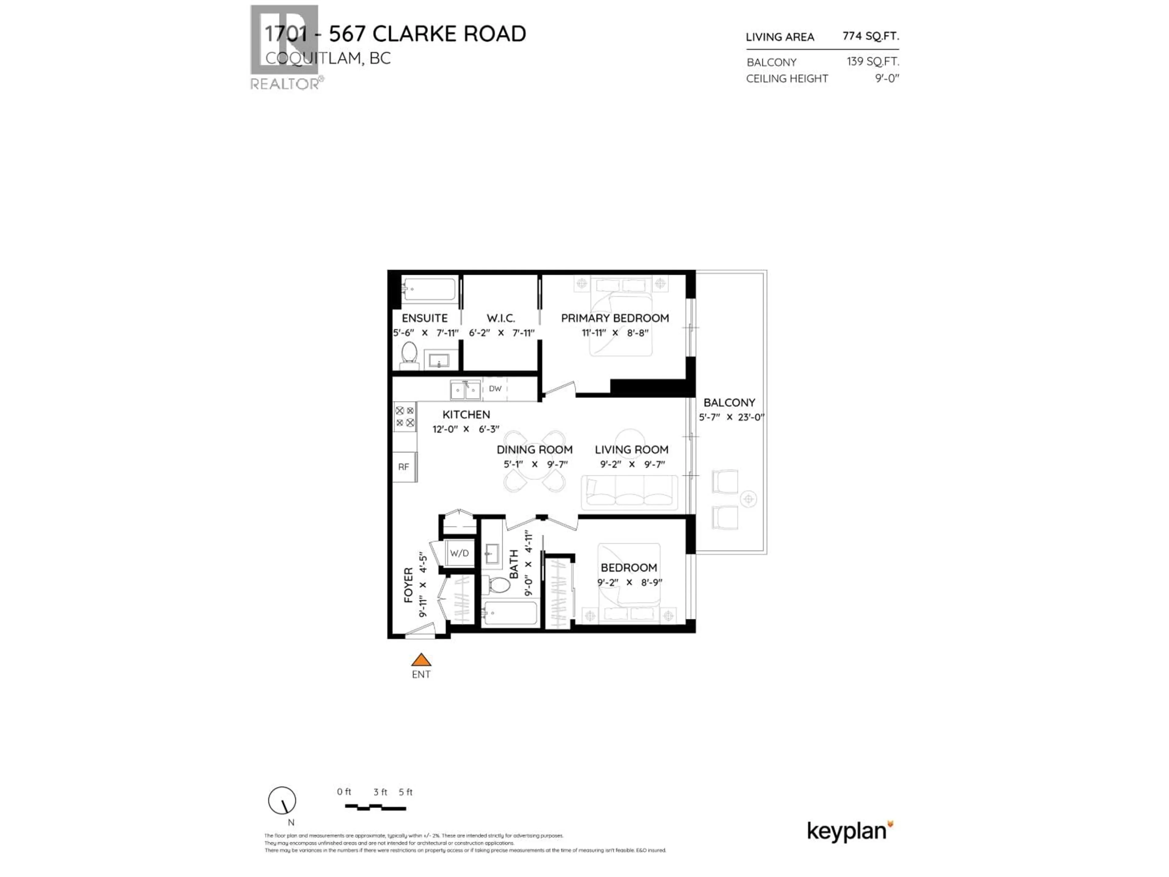 Floor plan for 1701 - 567 CLARKE ROAD, Coquitlam British Columbia V3J0K7