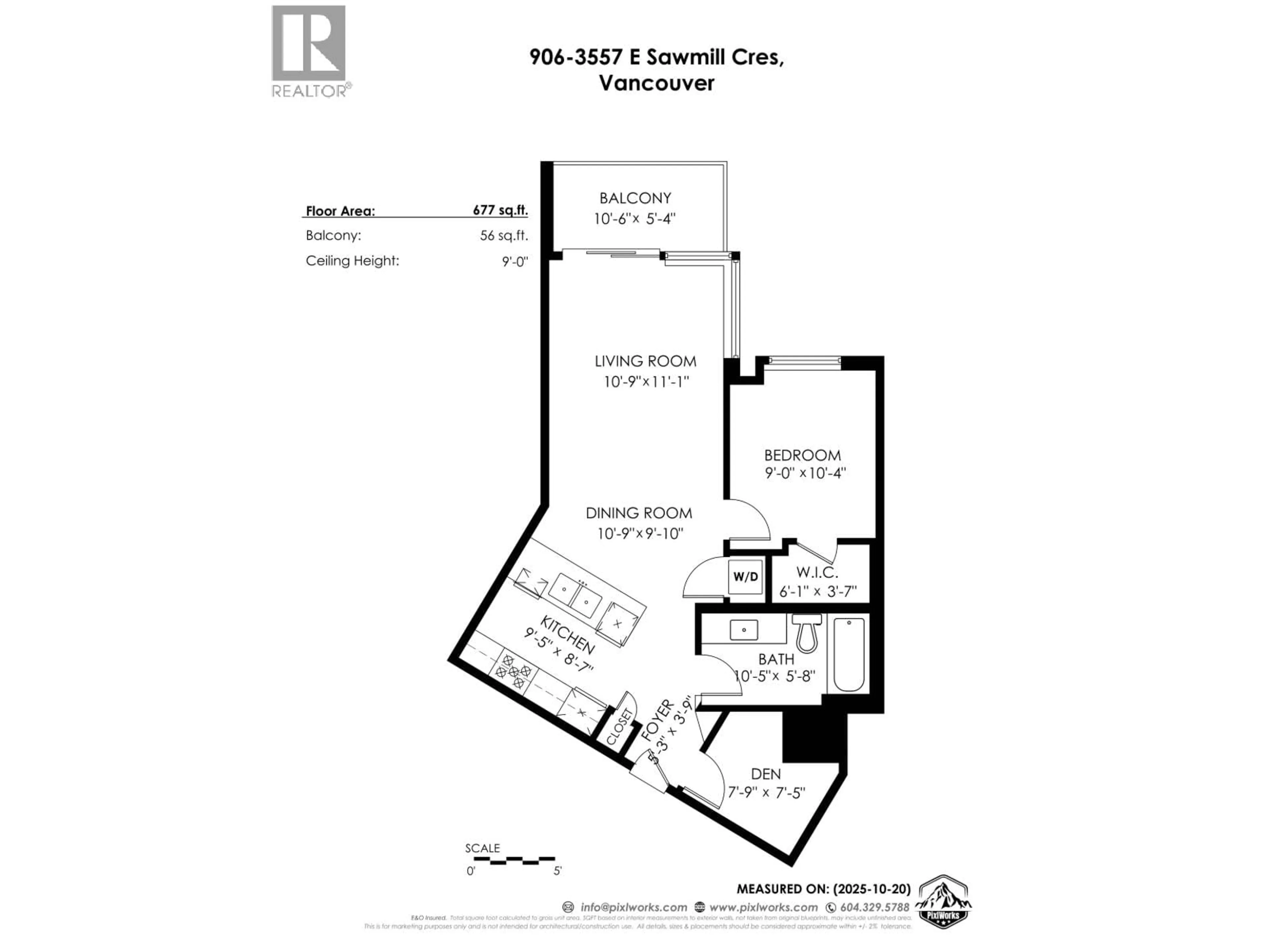 Floor plan for 906 - 3557 SAWMILL CRESCENT, Vancouver British Columbia V5S0E2