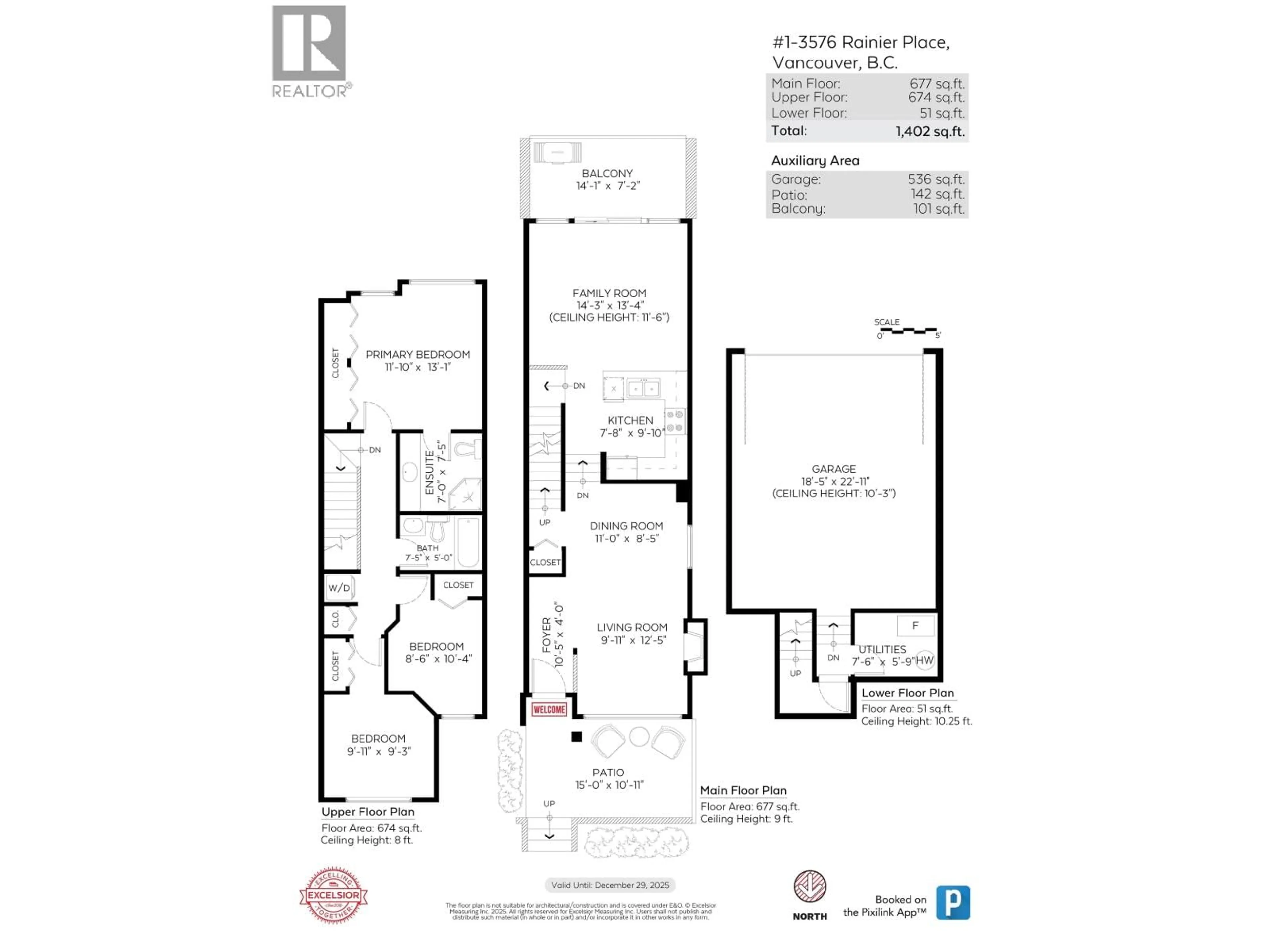 Floor plan for 1 - 3576 RAINIER PLACE, Vancouver British Columbia V5S4T3