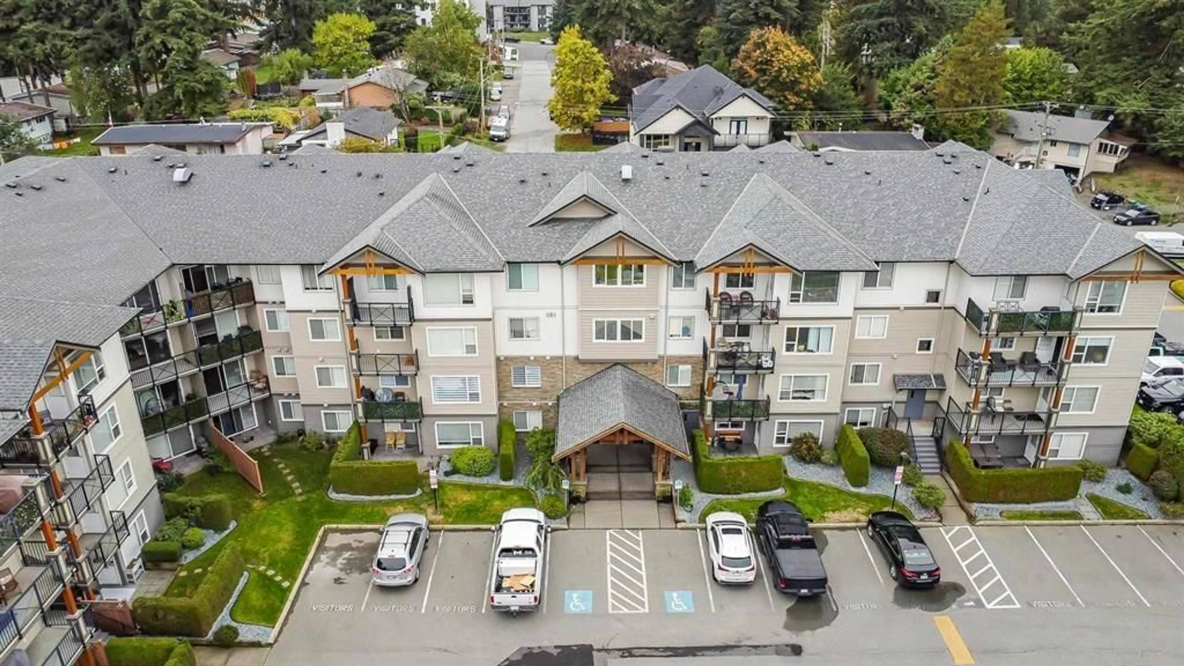 A pic from outside/outdoor area/front of a property/back of a property/a pic from drone, city buildings view from balcony for 101 - 2955 DIAMOND, Abbotsford British Columbia V2T2L5