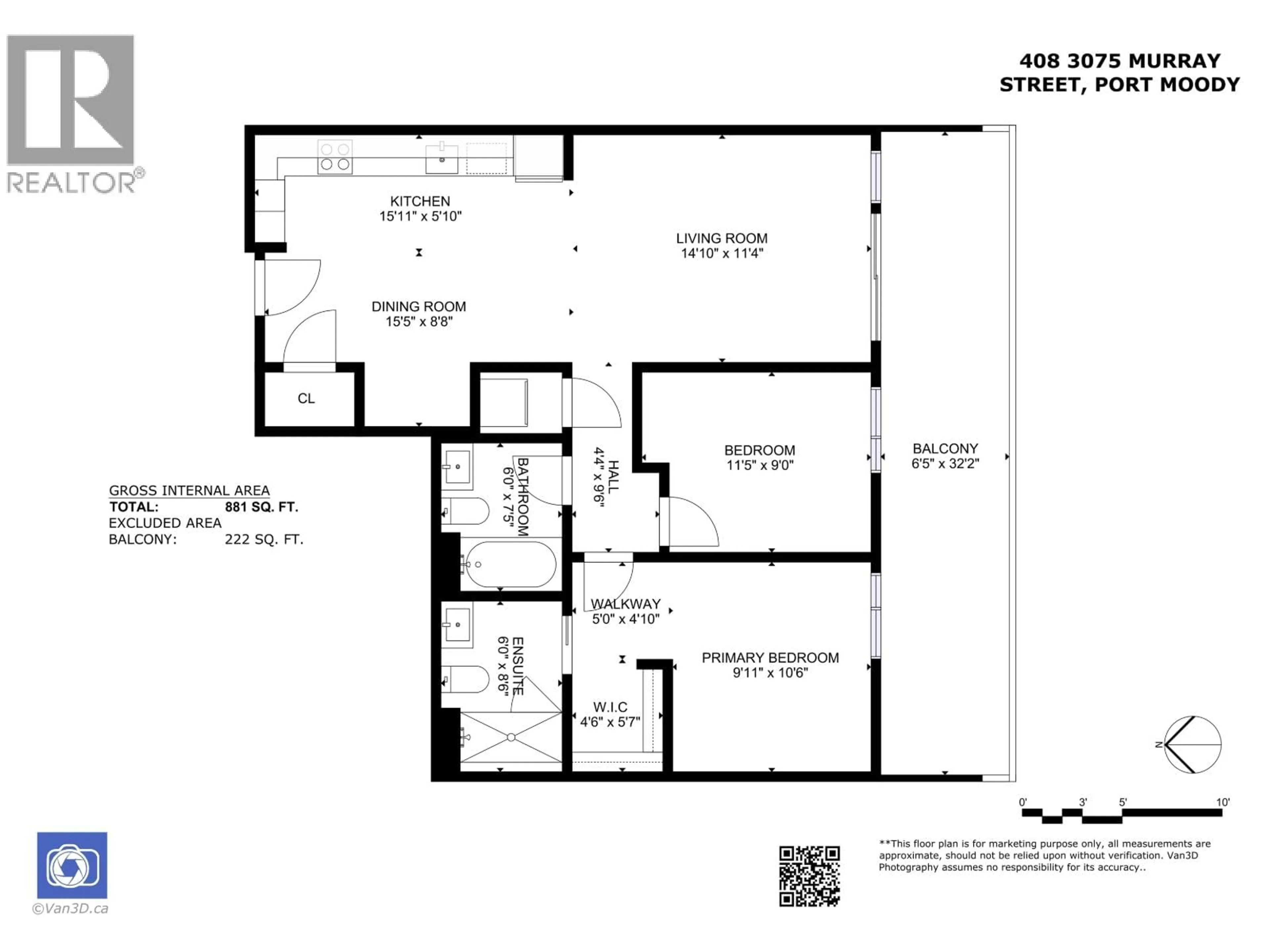 Floor plan for 408 - 3075 MURRAY STREET, Port Moody British Columbia V3H1X3