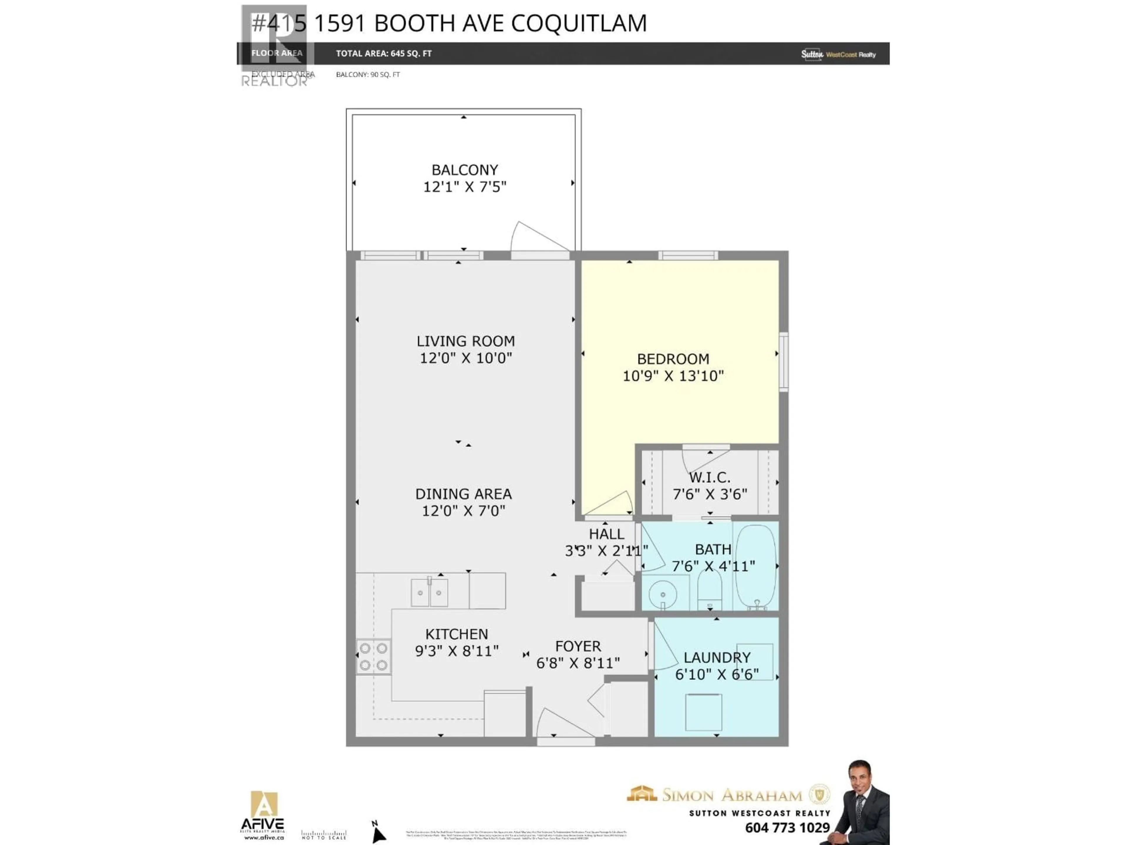 Floor plan for 415 - 1591 BOOTH AVENUE, Coquitlam British Columbia V3K1B7