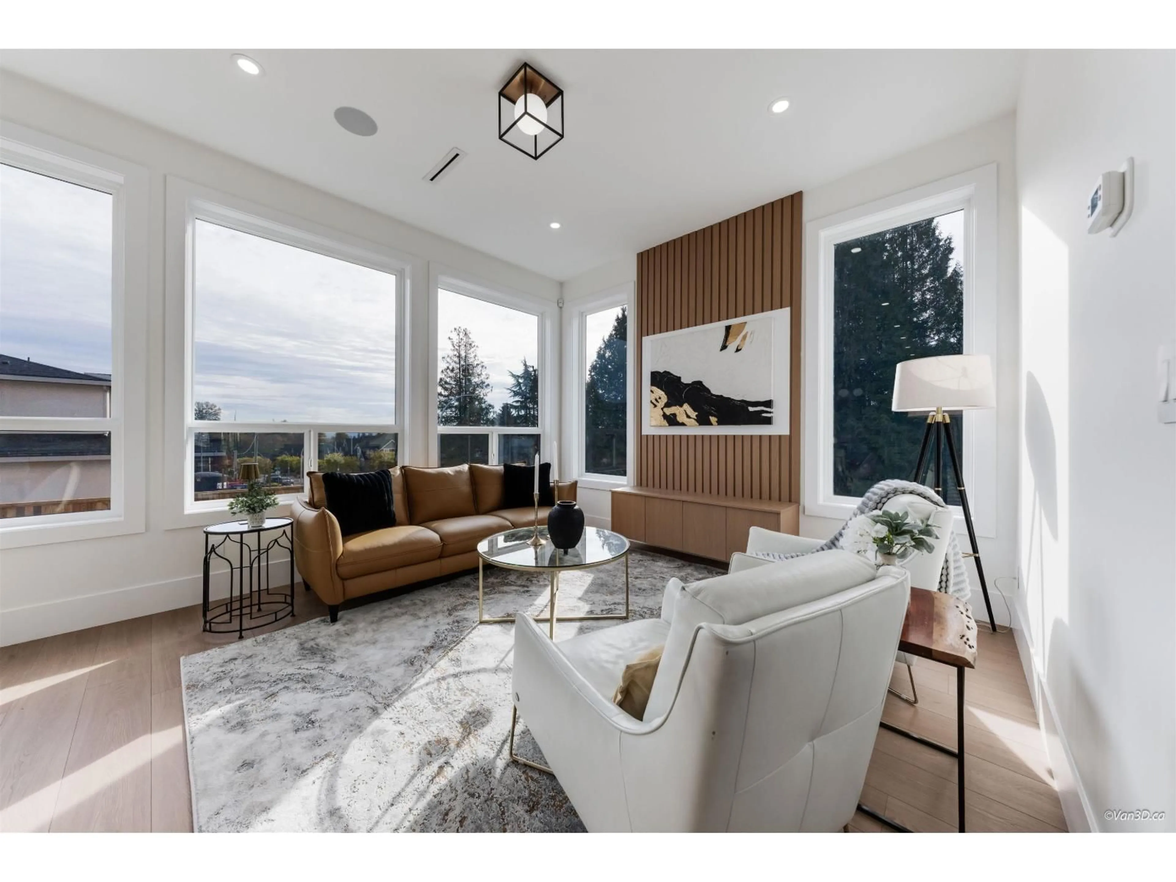 Living room with furniture, wood/laminate floor for 6906 204A, Langley British Columbia V2Y4A4
