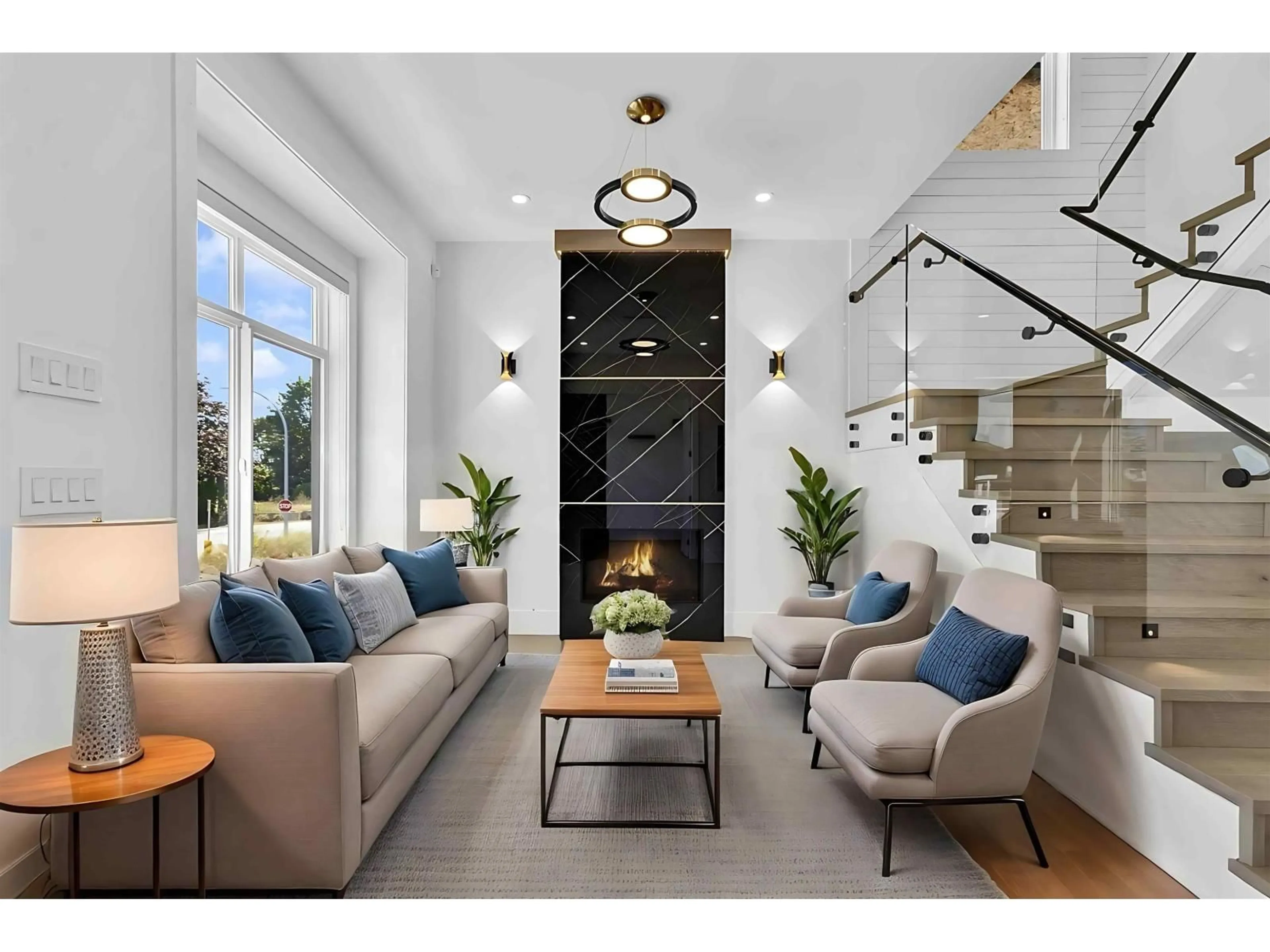 Living room with furniture, ceramic/tile floor for 16723 19A, Surrey British Columbia V3Z1K2