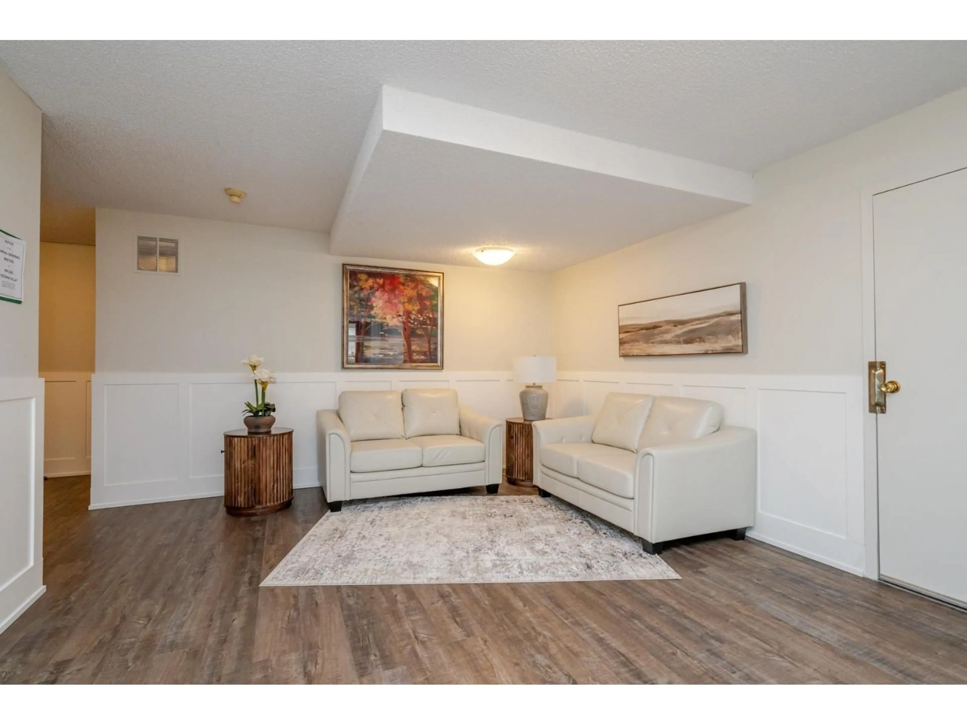 Living room with furniture, wood/laminate floor for 211 - 1280 FIR, Surrey British Columbia V4B4B1