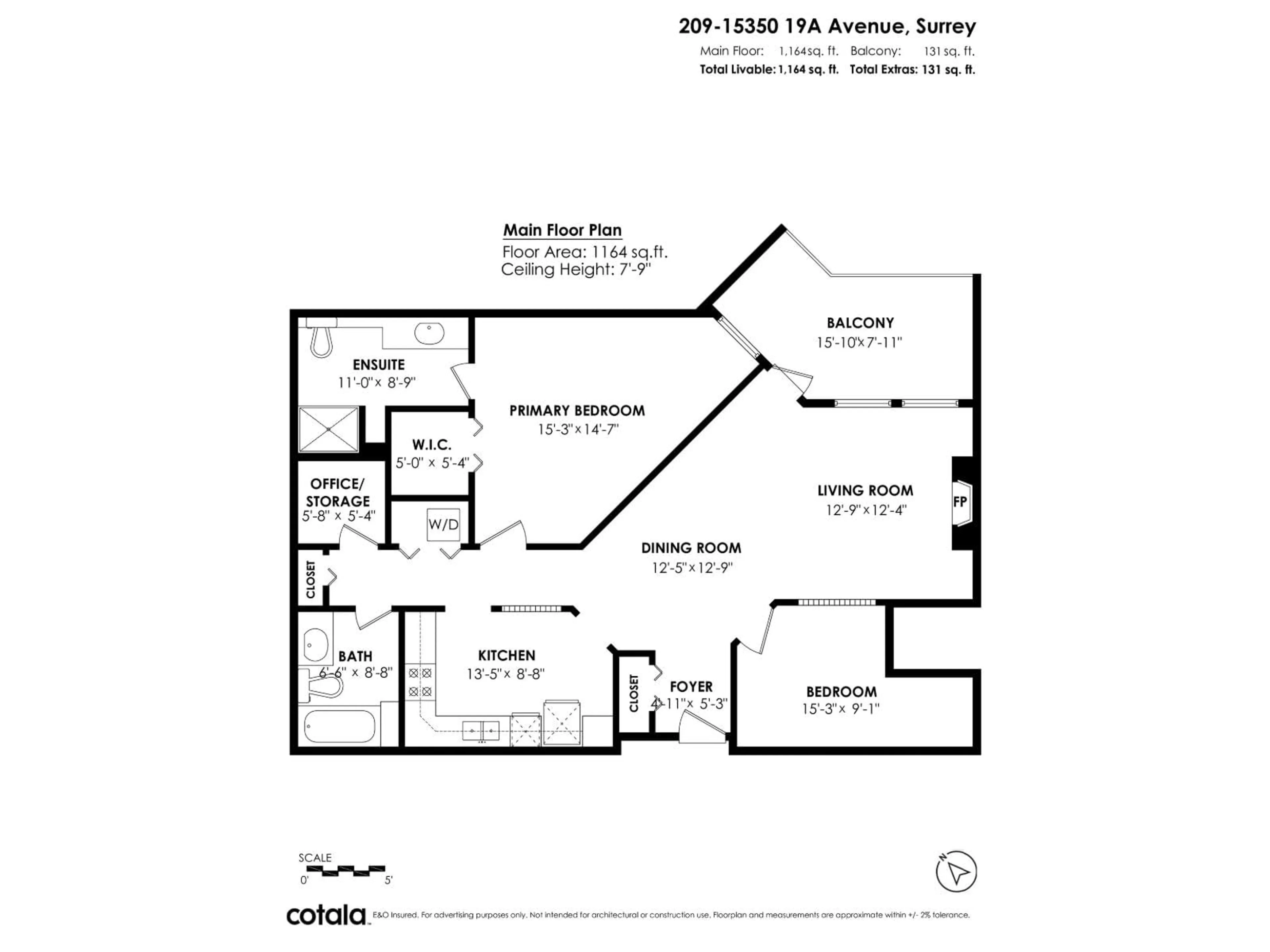 Floor plan for 209 - 15350 19A, Surrey British Columbia V4A9W1