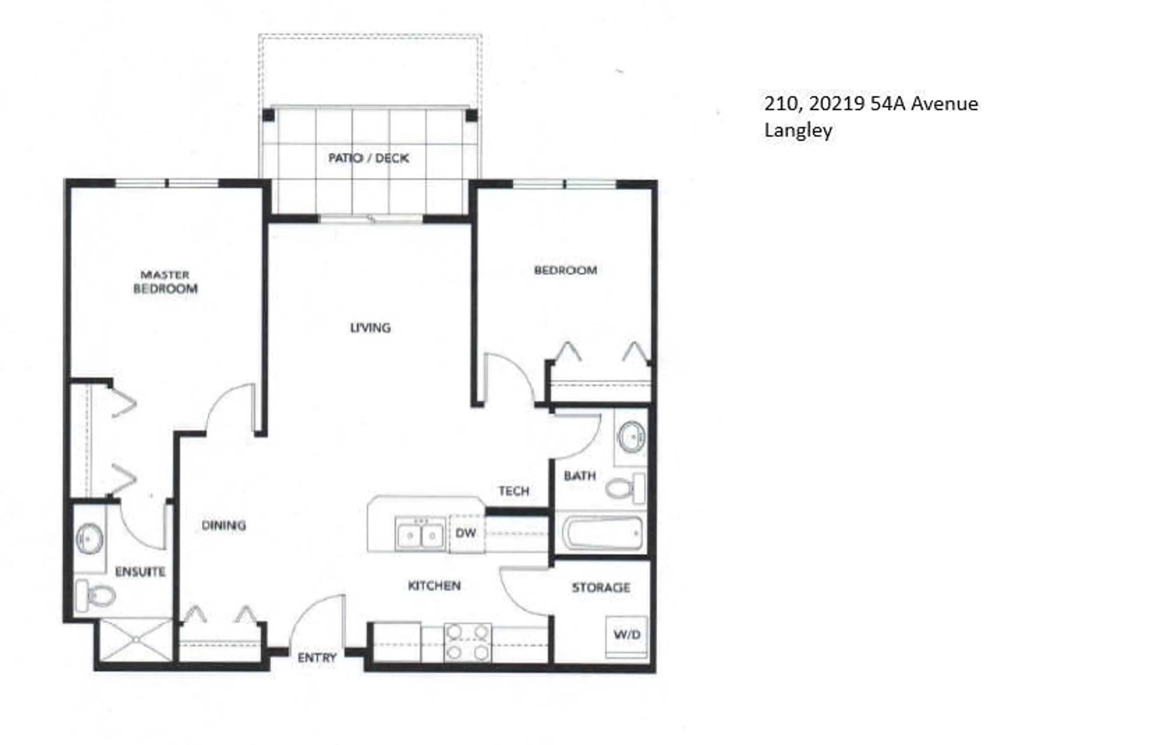 Floor plan for 210 - 20219 54A, Langley British Columbia V3A0C7