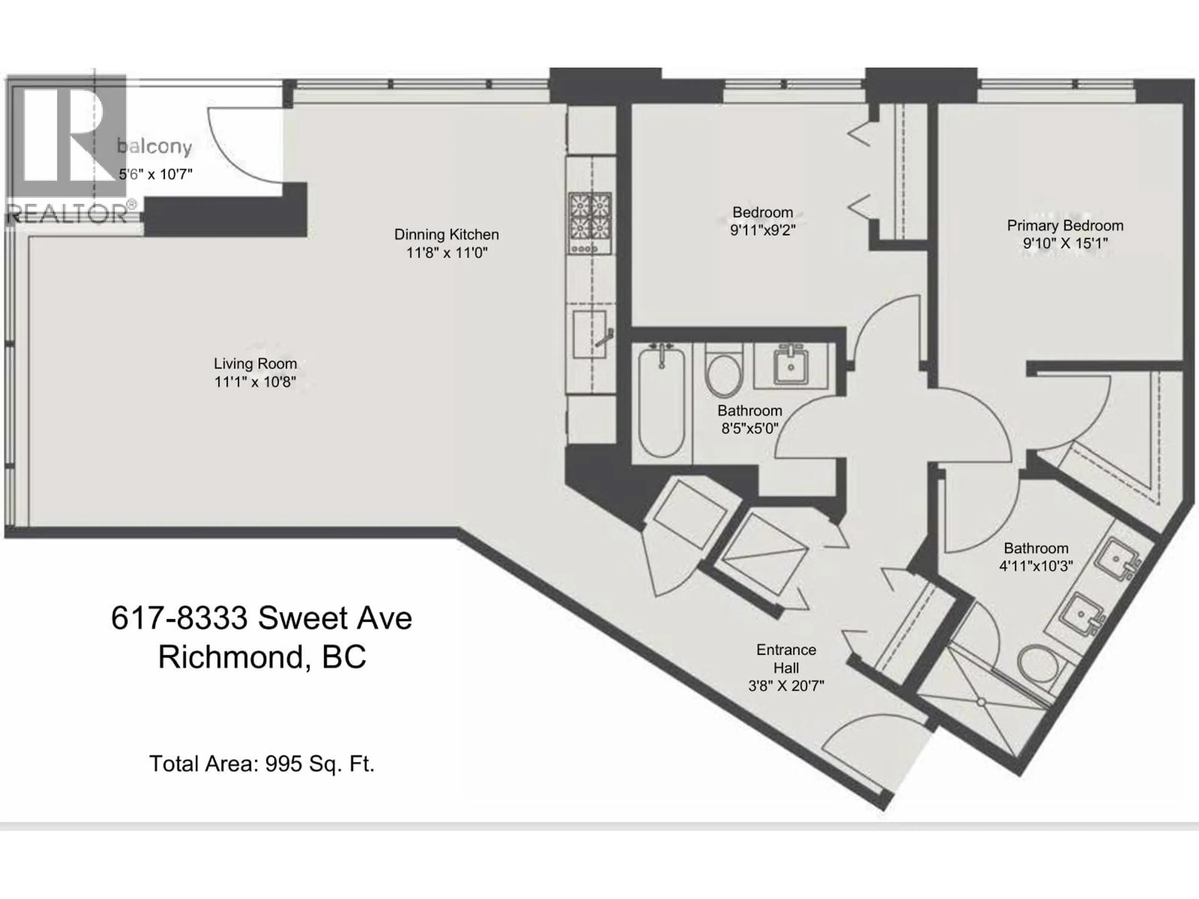 Floor plan for 617 - 8333 SWEET AVENUE, Richmond British Columbia V6X0P4