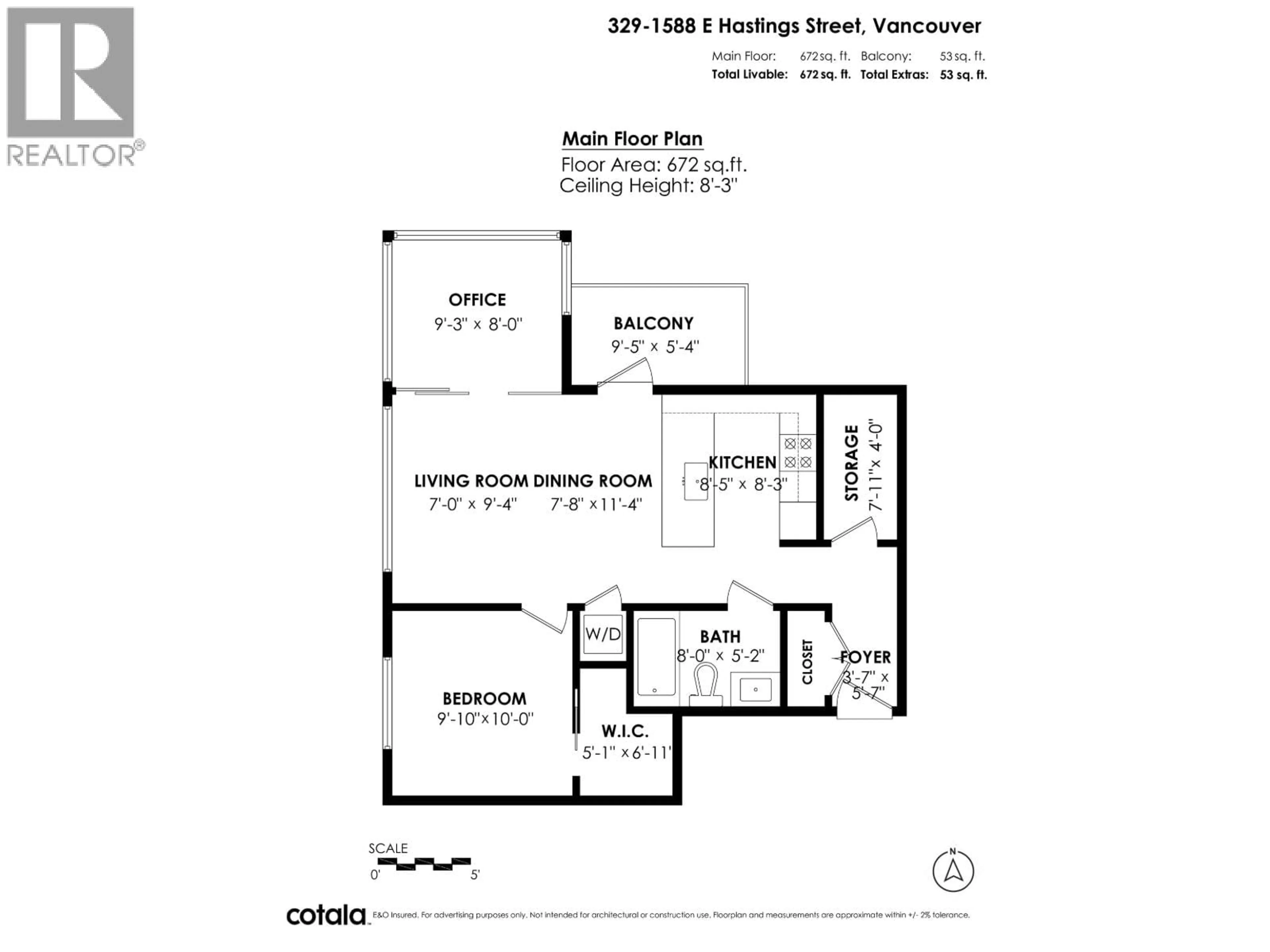 Floor plan for 329 - 1588 HASTINGS STREET, Vancouver British Columbia V5L0B8