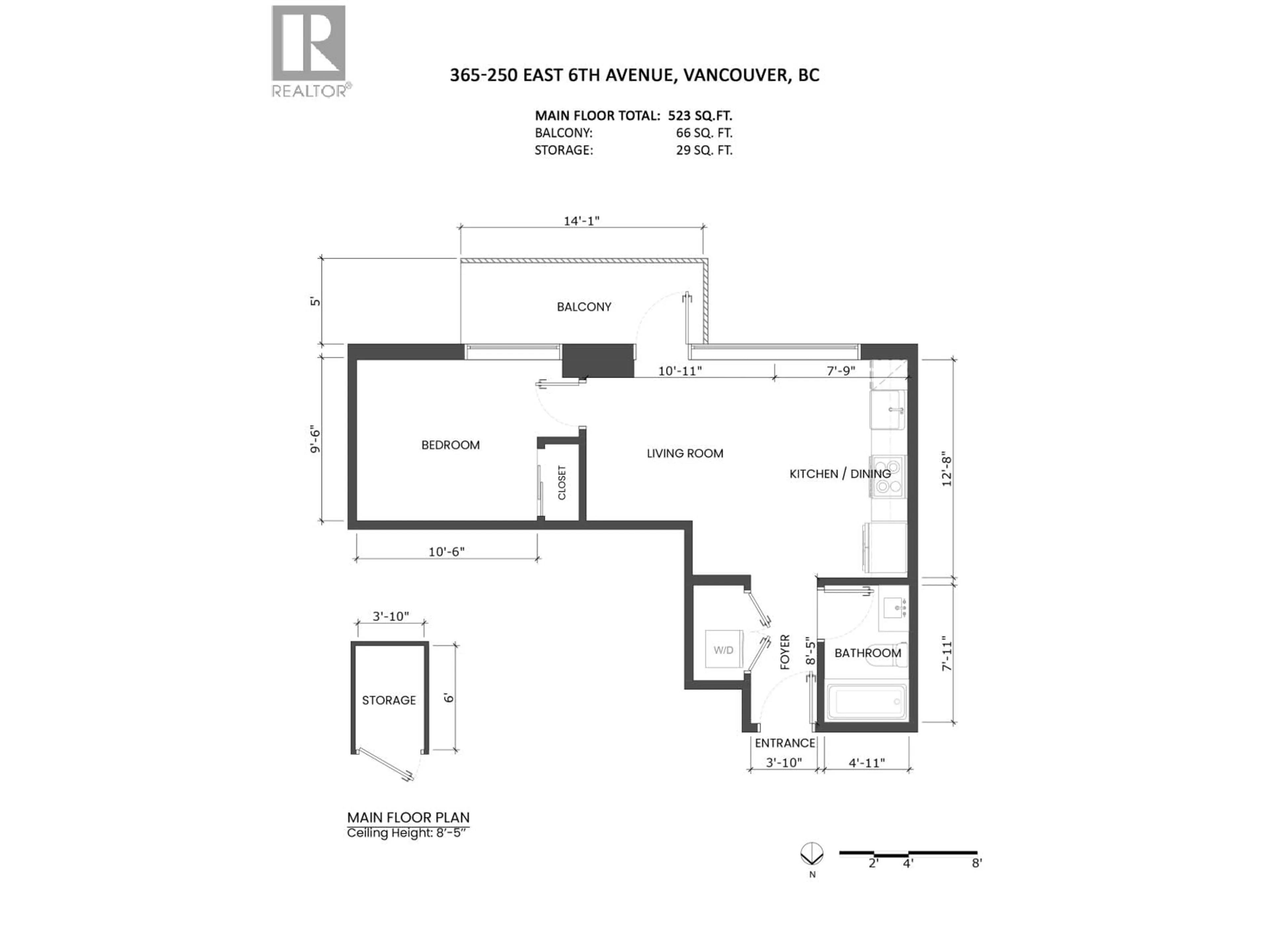 Floor plan for 365 - 250 6TH AVENUE, Vancouver British Columbia V5T0B7