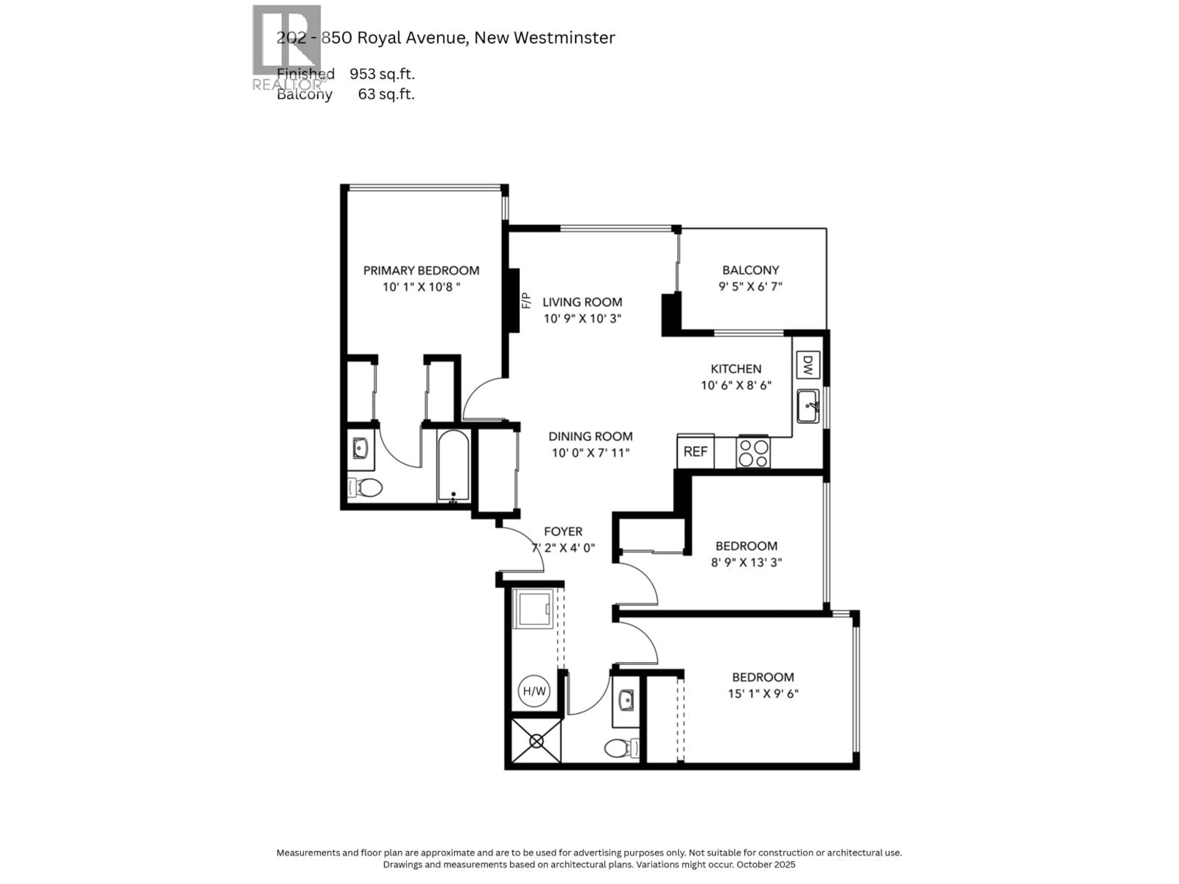 Floor plan for 202 - 850 ROYAL AVENUE, New Westminster British Columbia V3M1A6