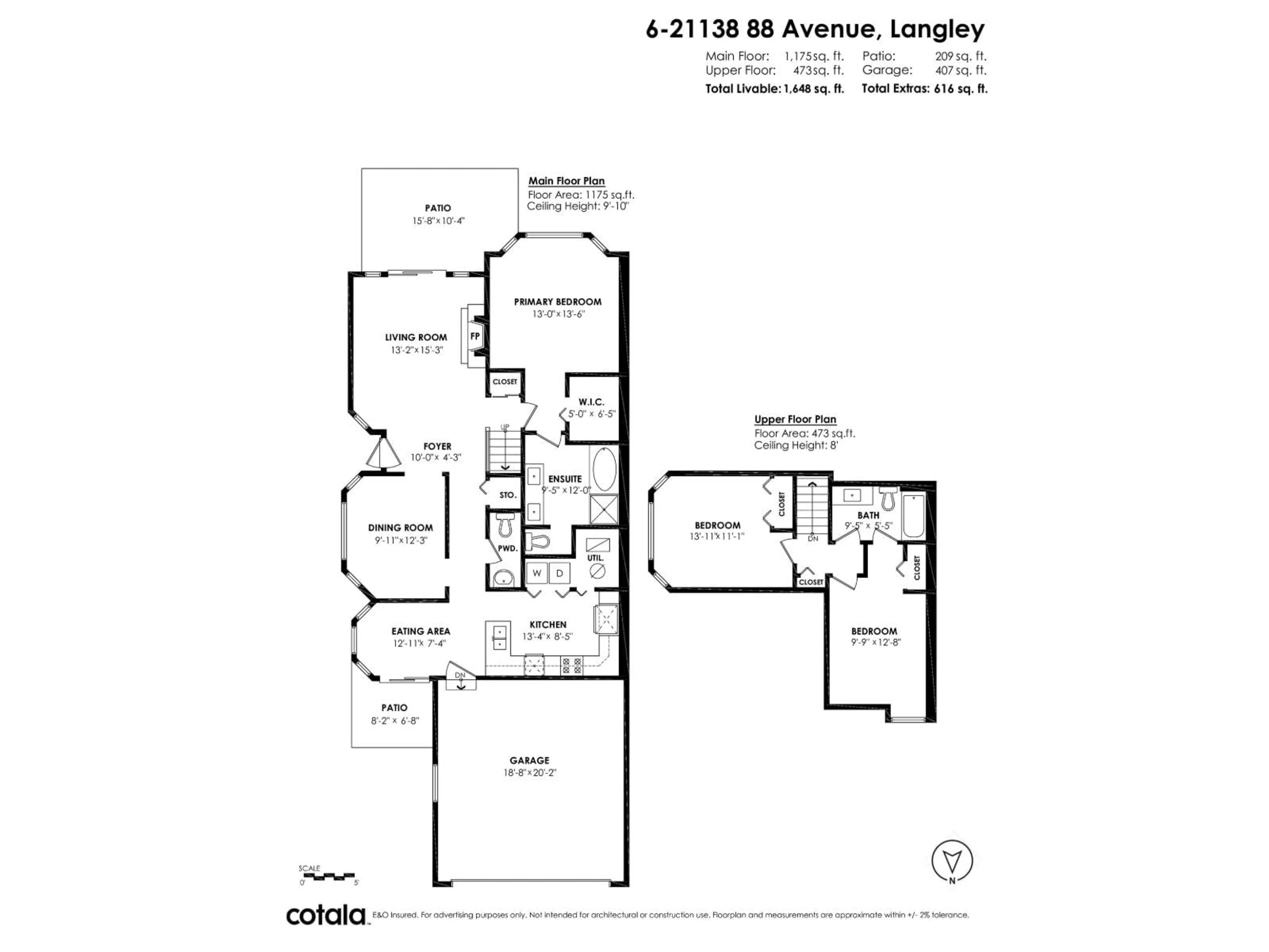 Floor plan for 6 - 21138 88TH, Langley British Columbia V1M2G7